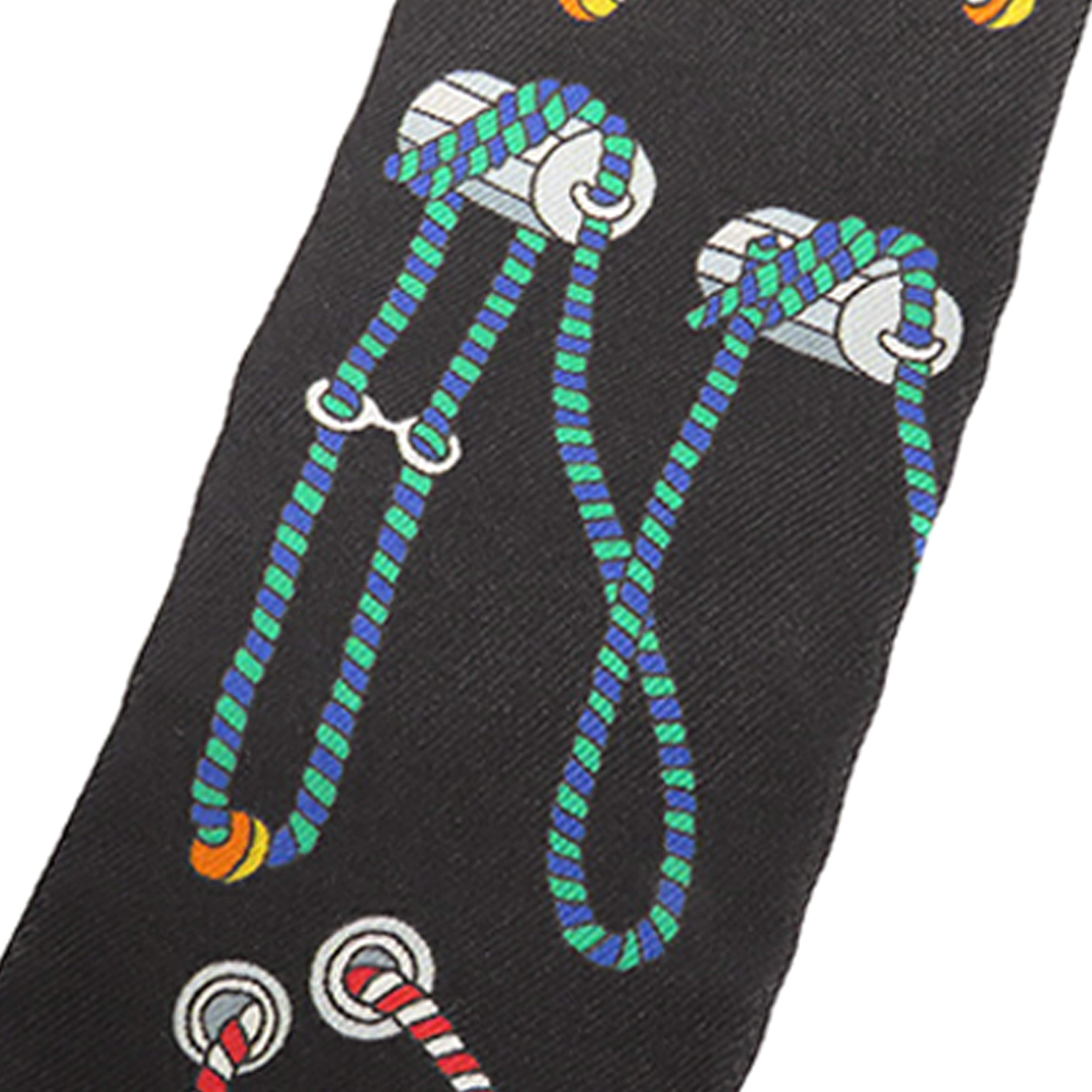 Hermès Cordages Silk Twilly Scarf, från Luxclusif, i färgen black. Klicka för att öppna bilden i stort format