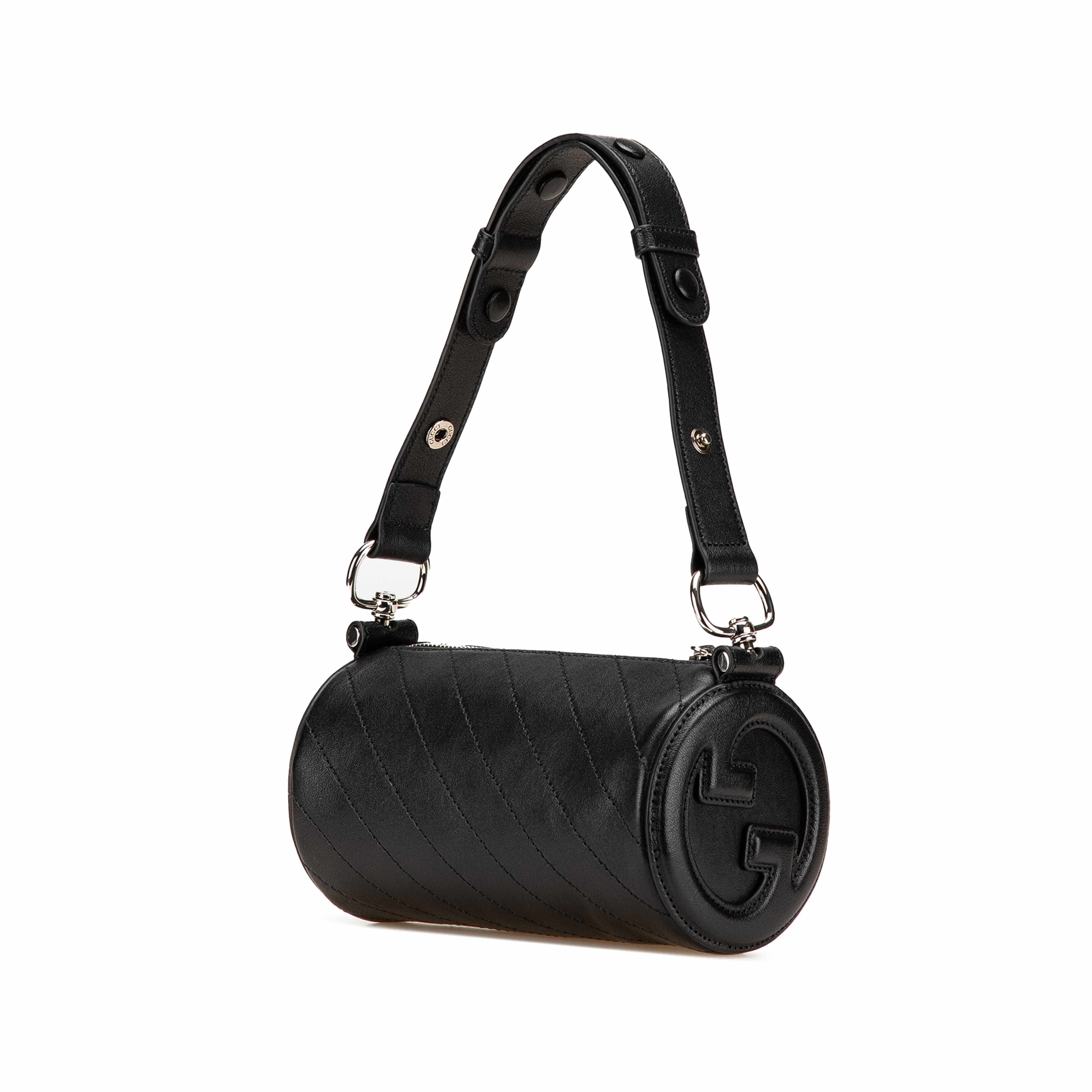 Gucci Mini Leather Blondie Barrel Shoulder Bag, från Luxclusif, i färgen svart. Klicka för att öppna bilden i stort format