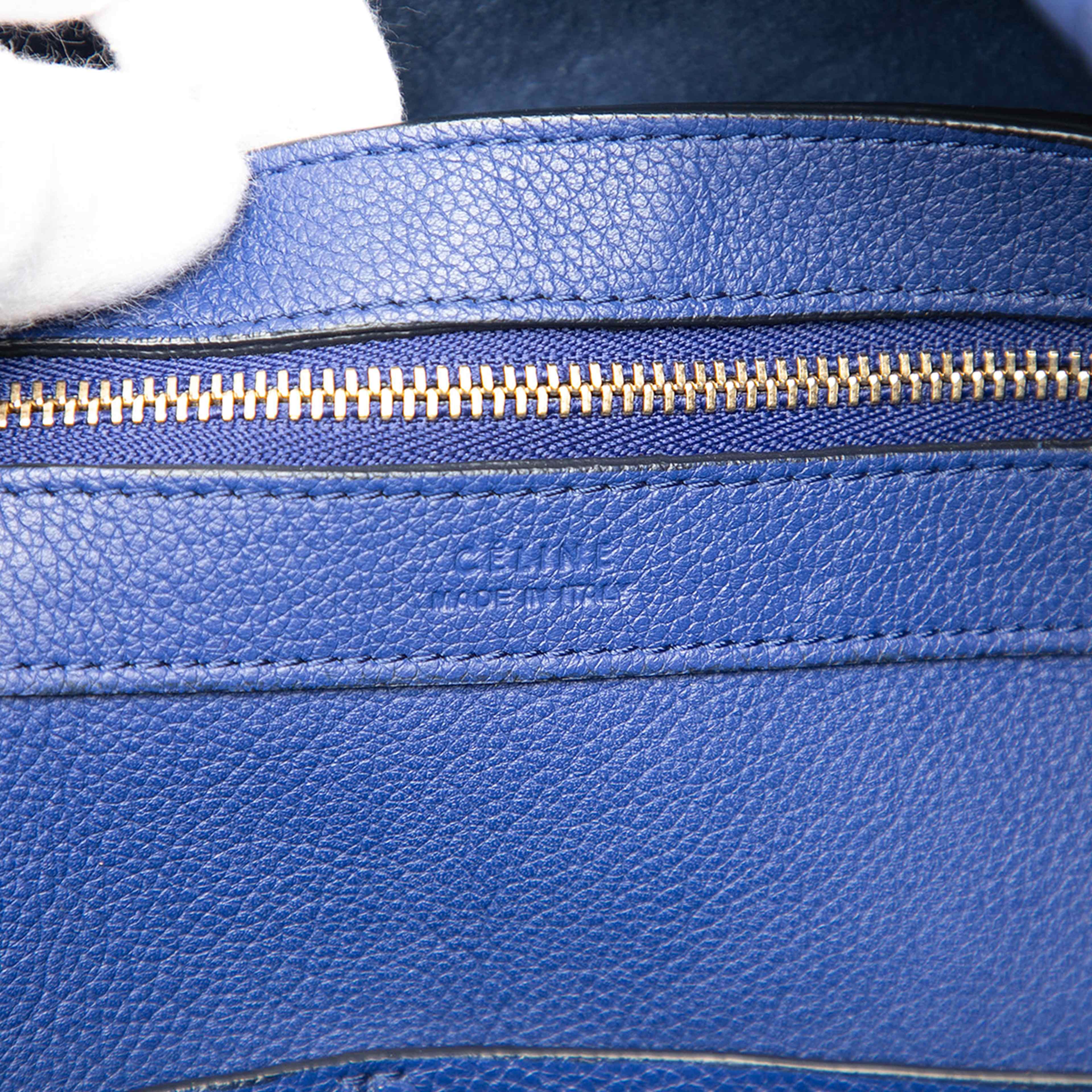 Celine Small Leather Phantom Cabas Tote, från Luxclusif, i färgen blue. Klicka för att öppna bilden i stort format