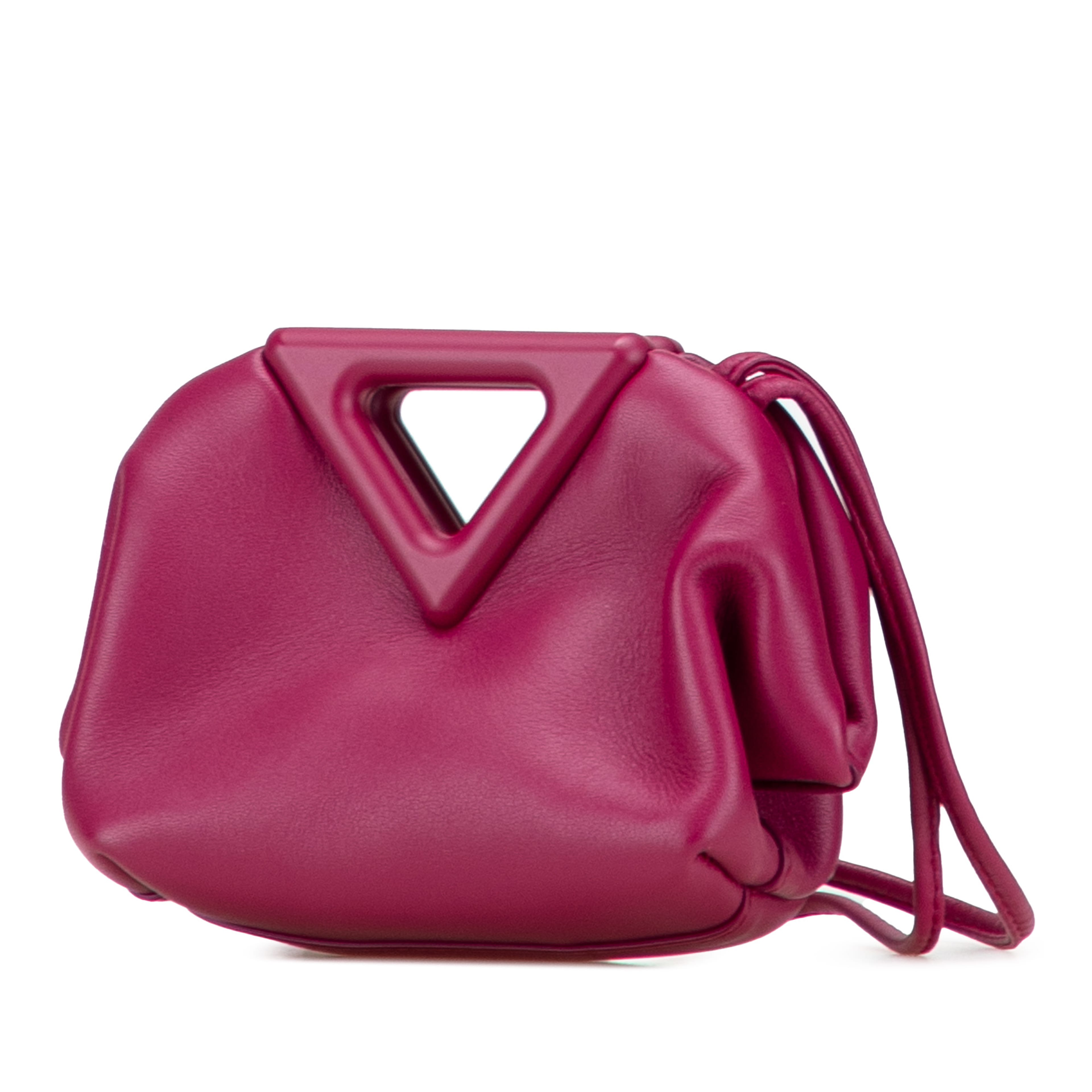Bottega Veneta Leather Point Coin Purse Satchel, från Luxclusif, i färgen rosa. Klicka för att öppna bilden i stort format
