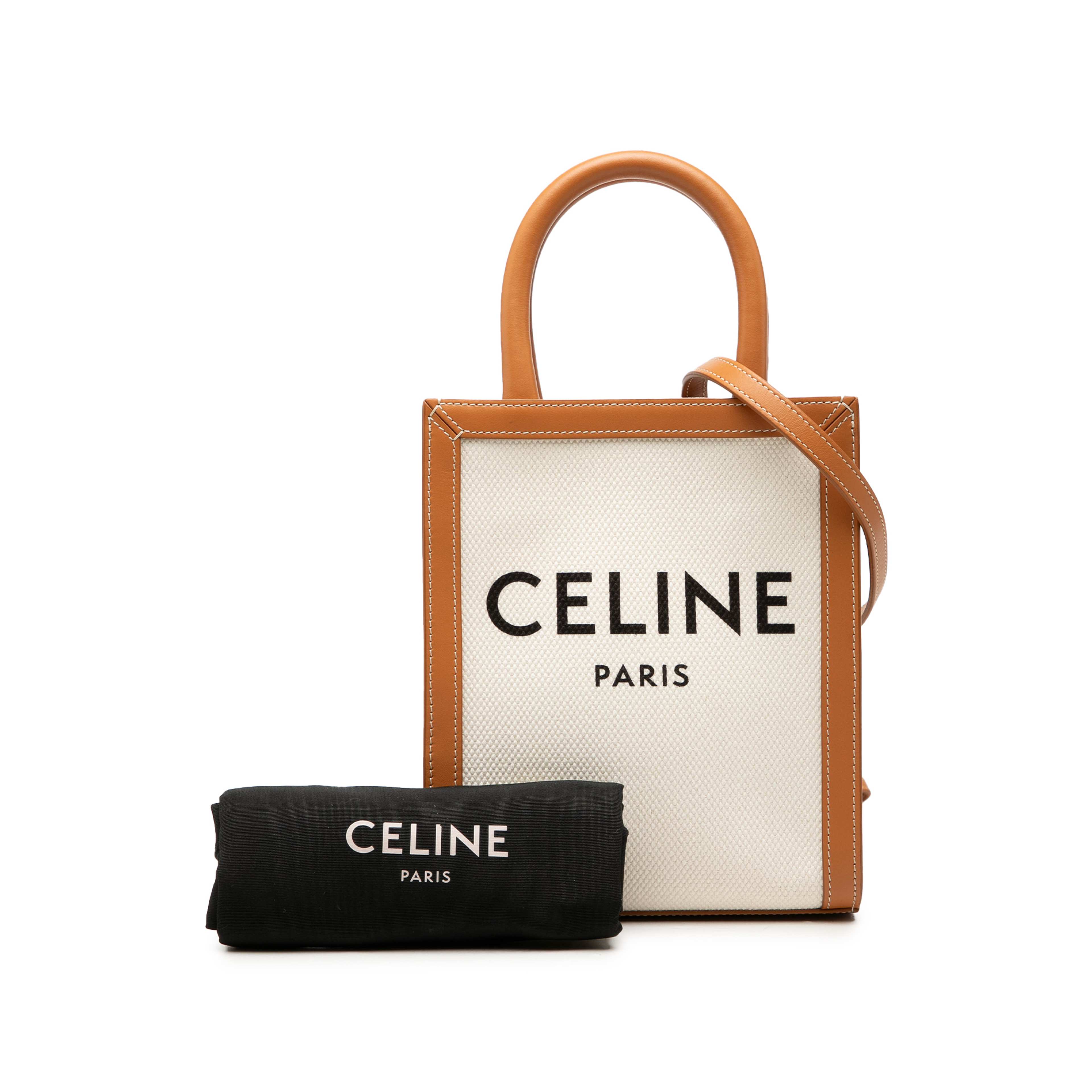 Celine Mini Canvas Vertical Cabas Tote, från Luxclusif, i färgen brun. Klicka för att öppna bilden i stort format