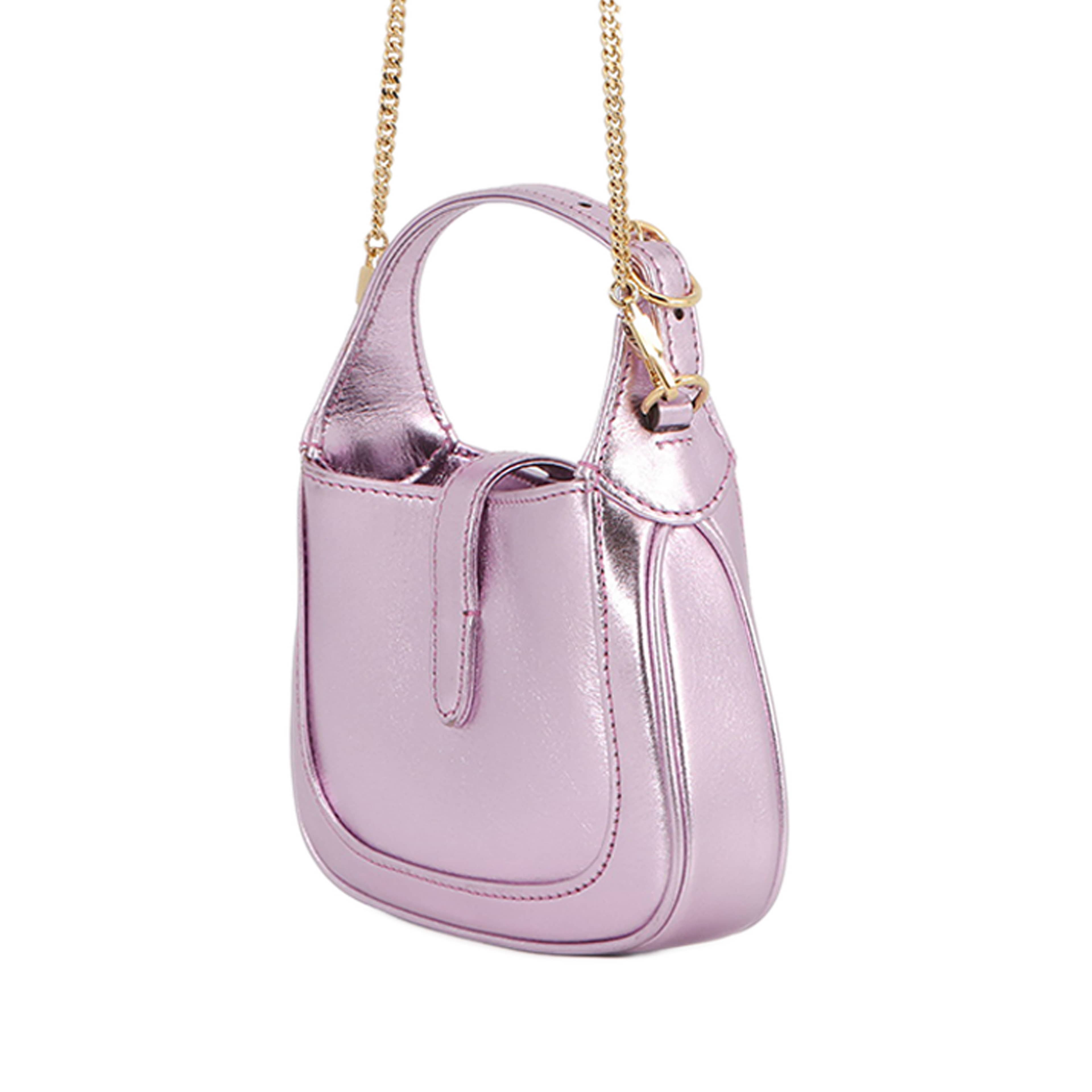 Gucci Nano Metallic Calfskin Jackie 1961 Satchel, från Luxclusif, i färgen rosa. Klicka för att öppna bilden i stort format