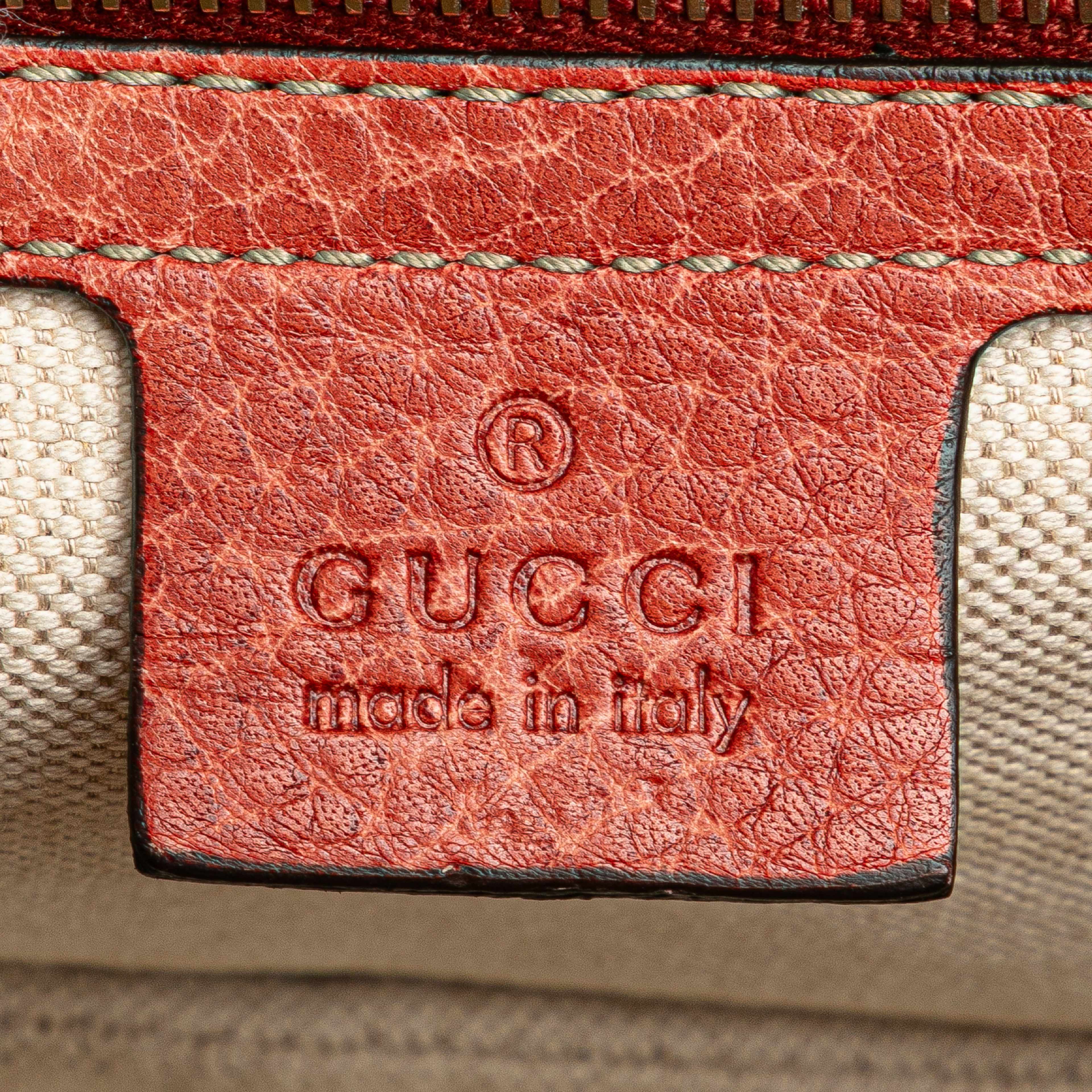 Gucci Small Leather New Bamboo Satchel, från Luxclusif, i färgen indian red. Klicka för att öppna bilden i stort format