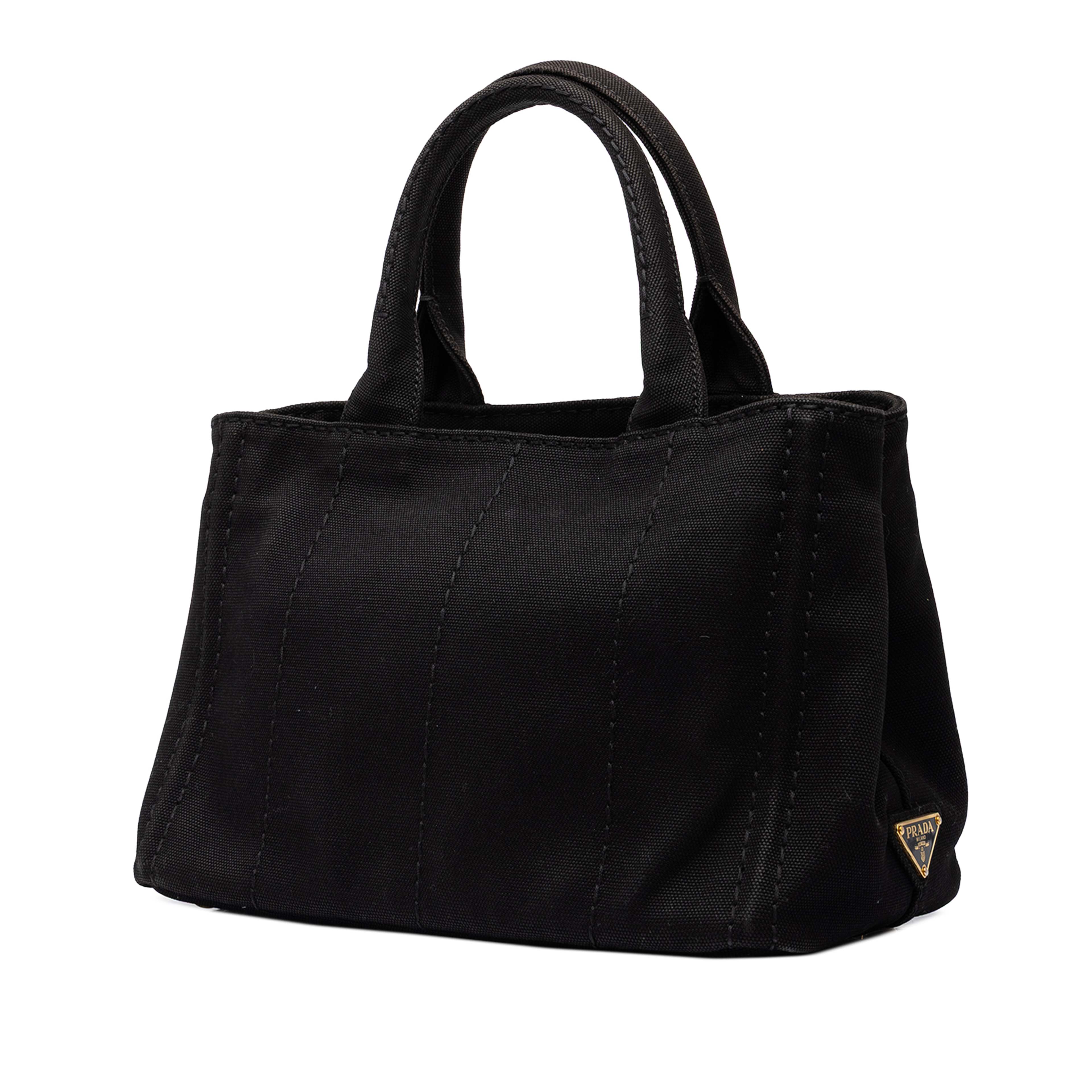 Prada Small Canvas Canapa Logo Tote, från Luxclusif, i färgen svart. Klicka för att öppna bilden i stort format