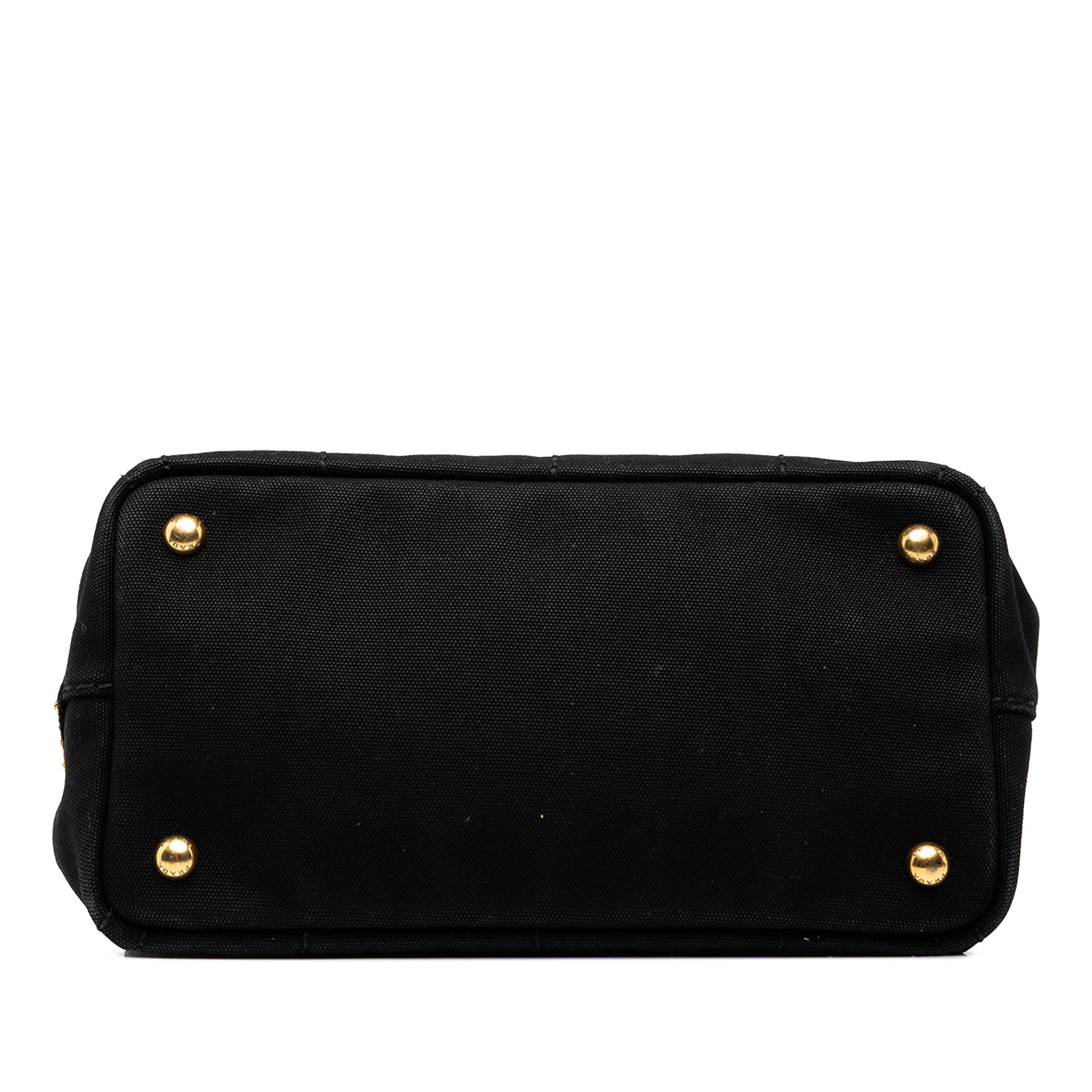 Prada Small Canvas Canapa Logo Tote, från Luxclusif, i färgen svart. Klicka för att öppna bilden i stort format