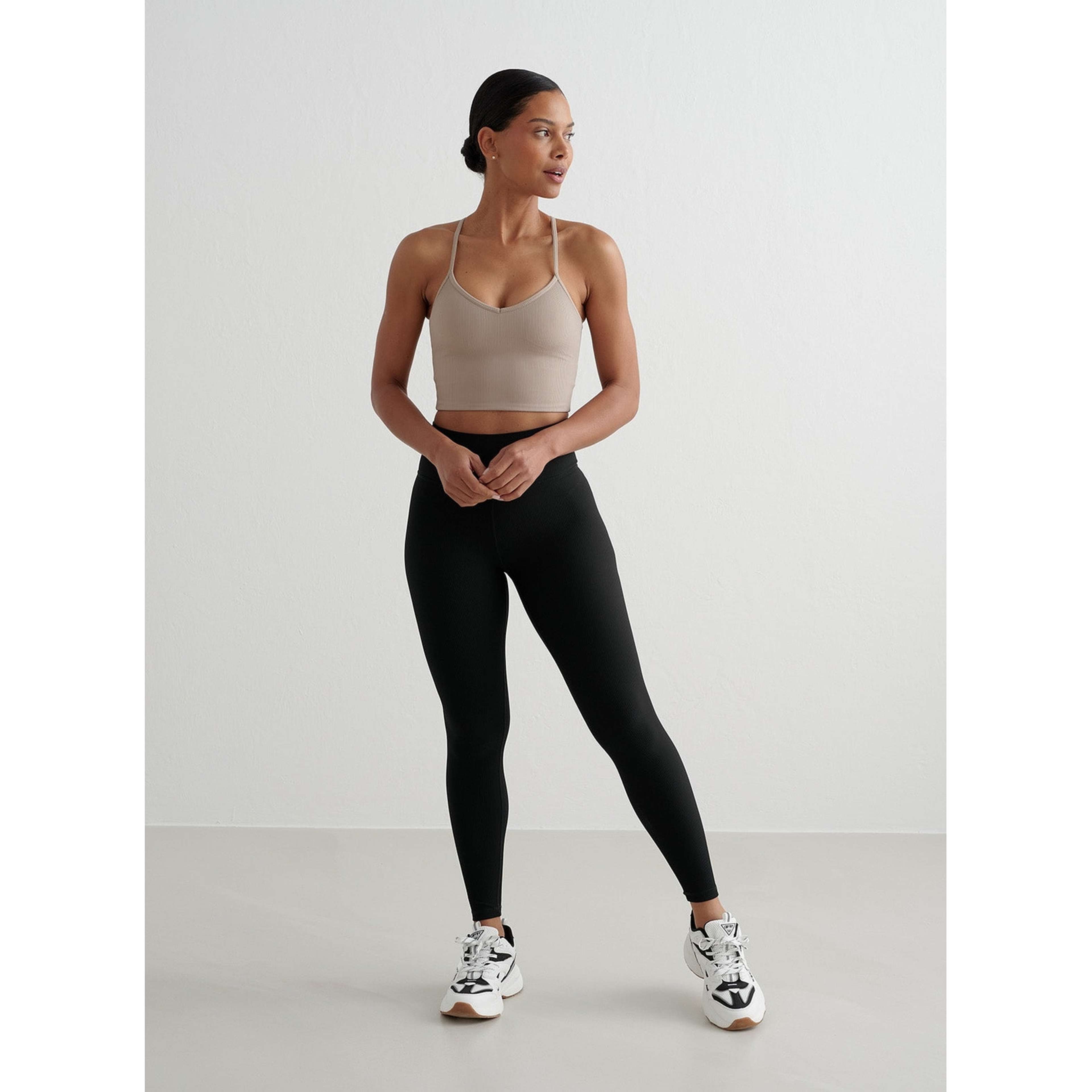 Dark Clay Ribbed Performance Bralette