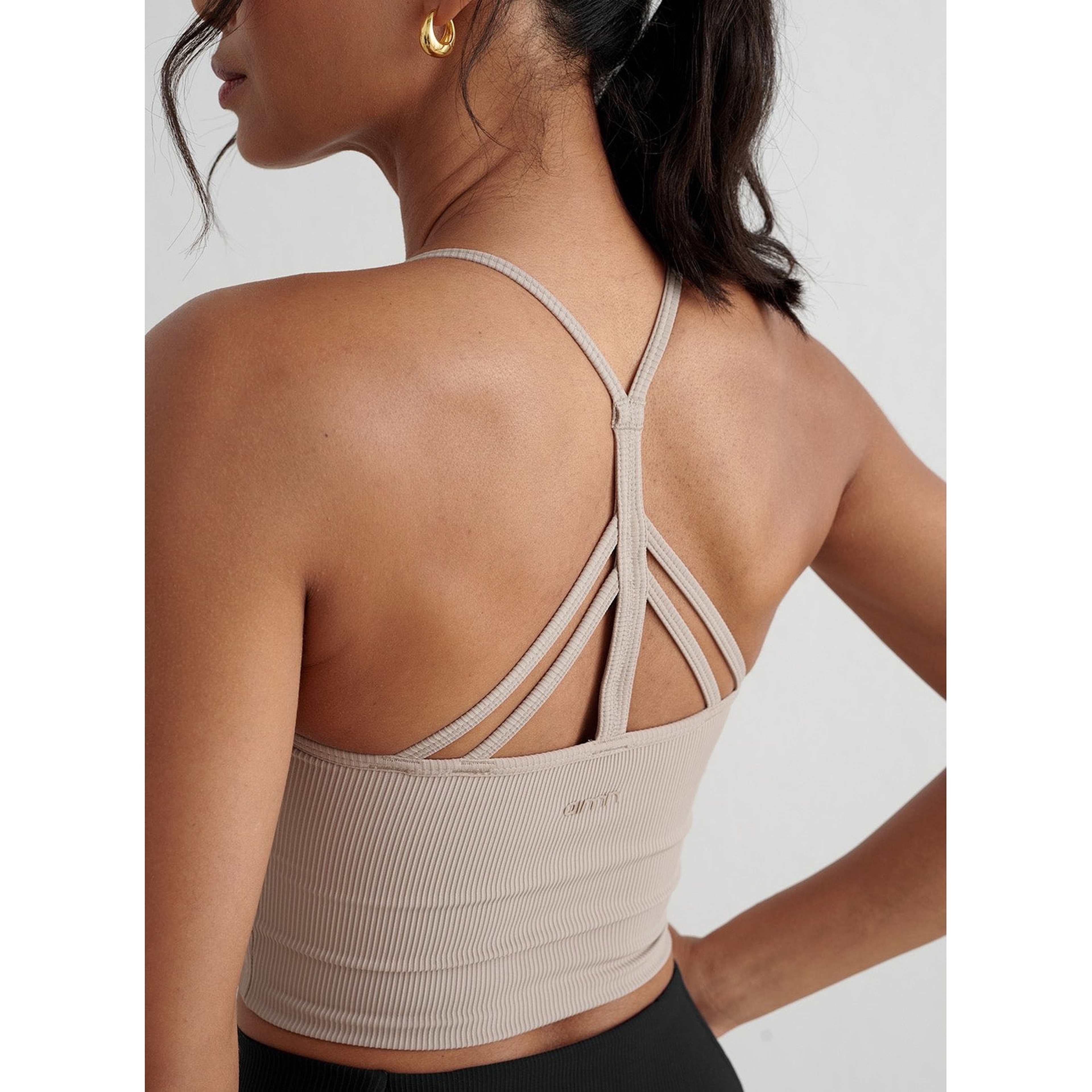 Dark Clay Ribbed Performance Bralette