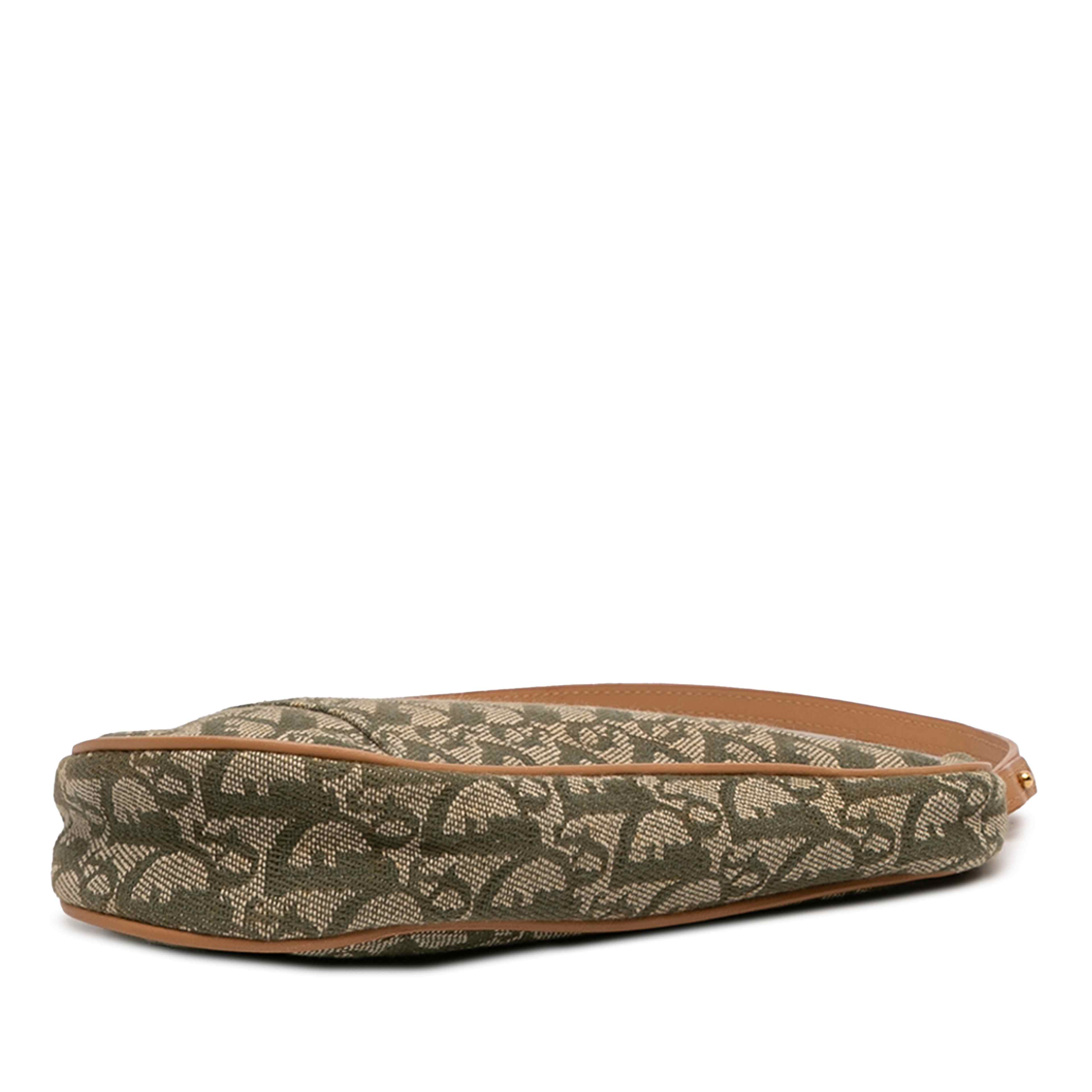 Dior Mini Diorissimo Canvas Saddle Pochette, från Luxclusif, i färgen green. Klicka för att öppna bilden i stort format
