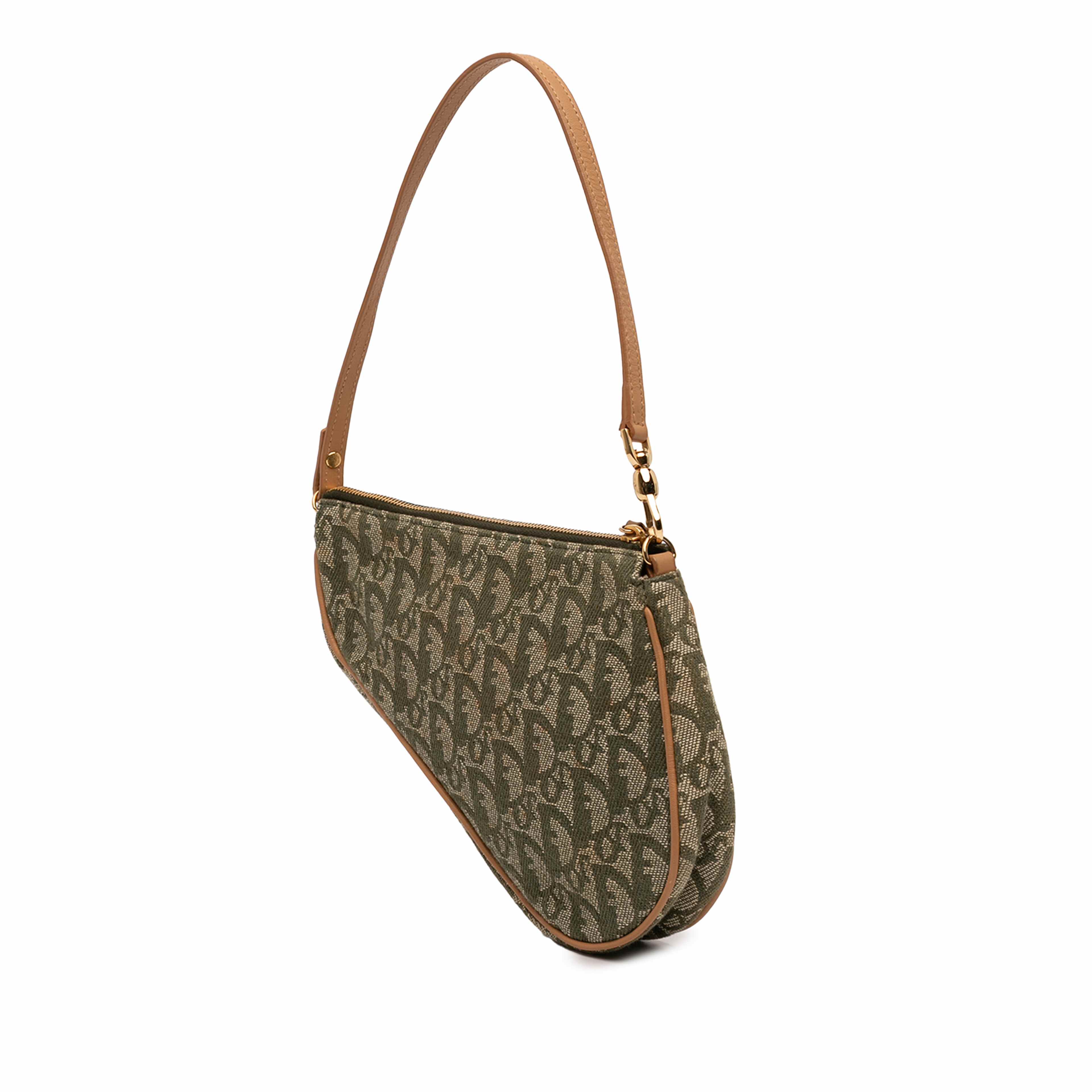 Dior Mini Diorissimo Canvas Saddle Pochette, från Luxclusif, i färgen grön. Klicka för att öppna bilden i stort format
