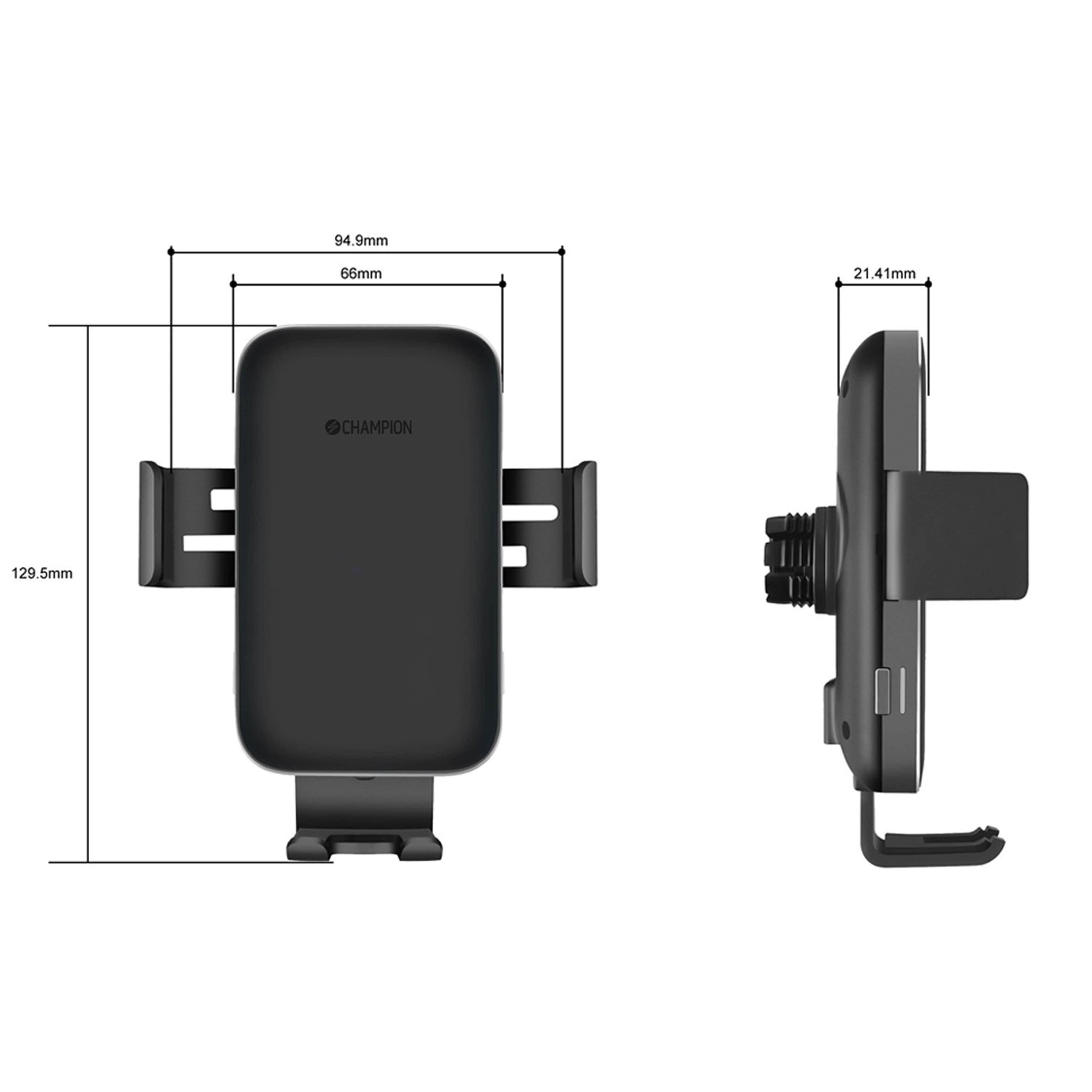 Mobilhållare Bil Qi, från Champion Nordic, i färgen svart. Klicka för att öppna bilden i stort format