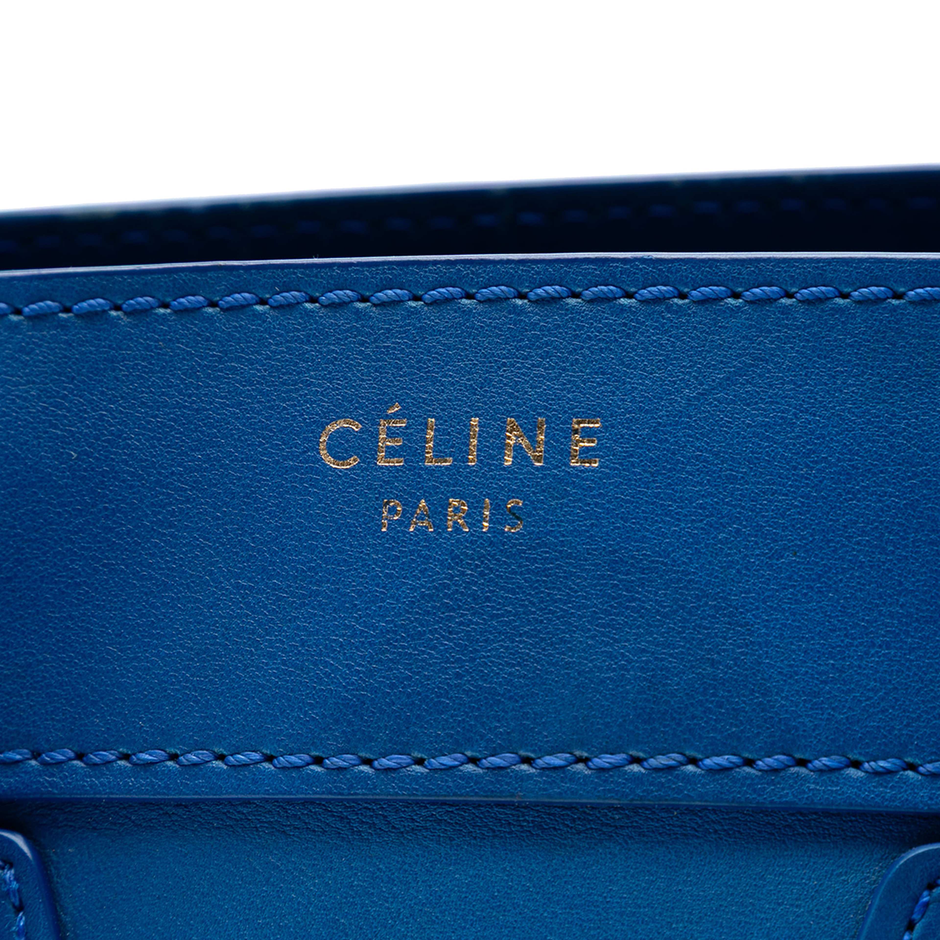 Celine Micro Smooth Calfskin Luggage Tote, från Luxclusif, i färgen blue. Klicka för att öppna bilden i stort format