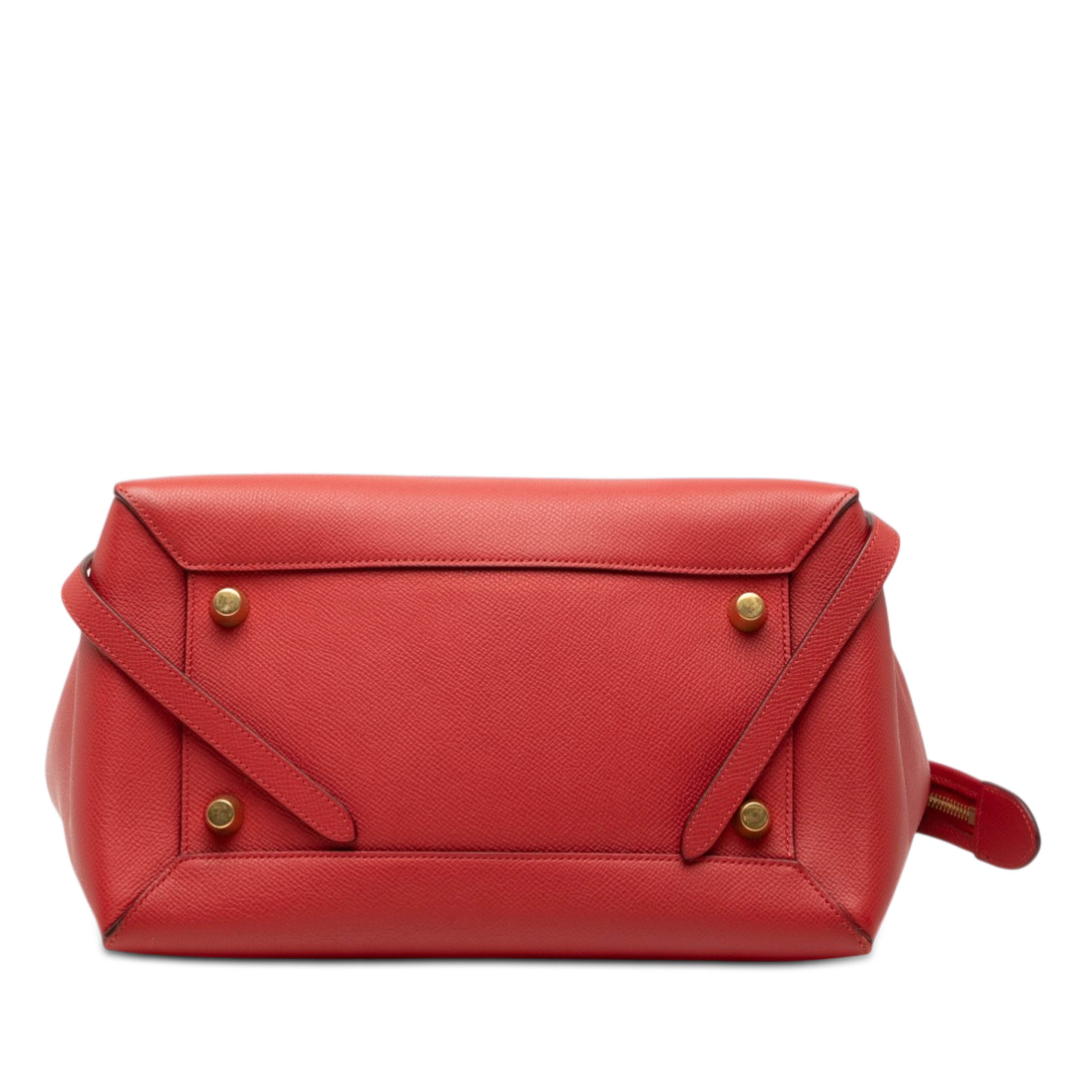 Celine Mini Leather Belt Bag Satchel, från Luxclusif, i färgen red. Klicka för att öppna bilden i stort format