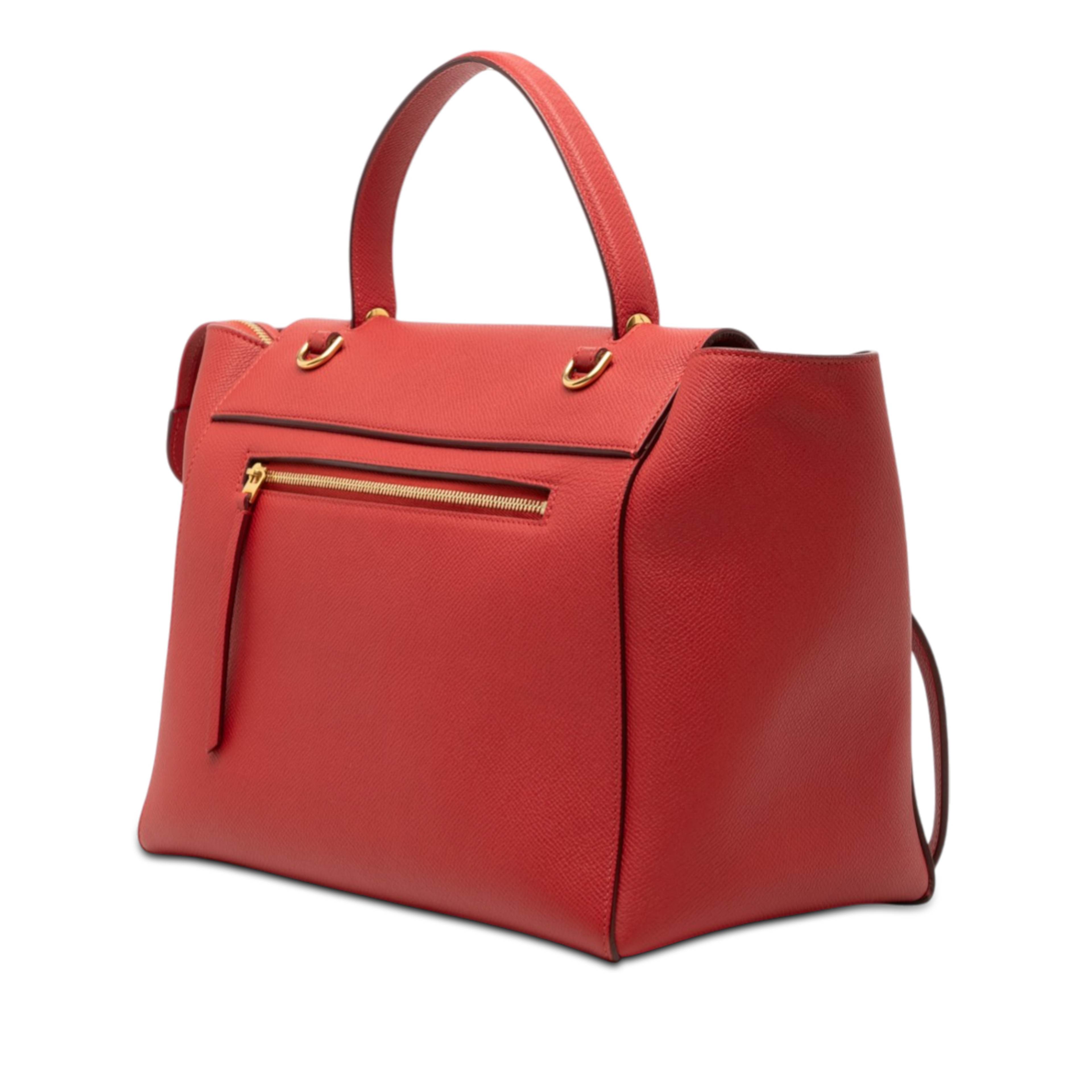 Celine Mini Leather Belt Bag Satchel, från Luxclusif, i färgen red. Klicka för att öppna bilden i stort format