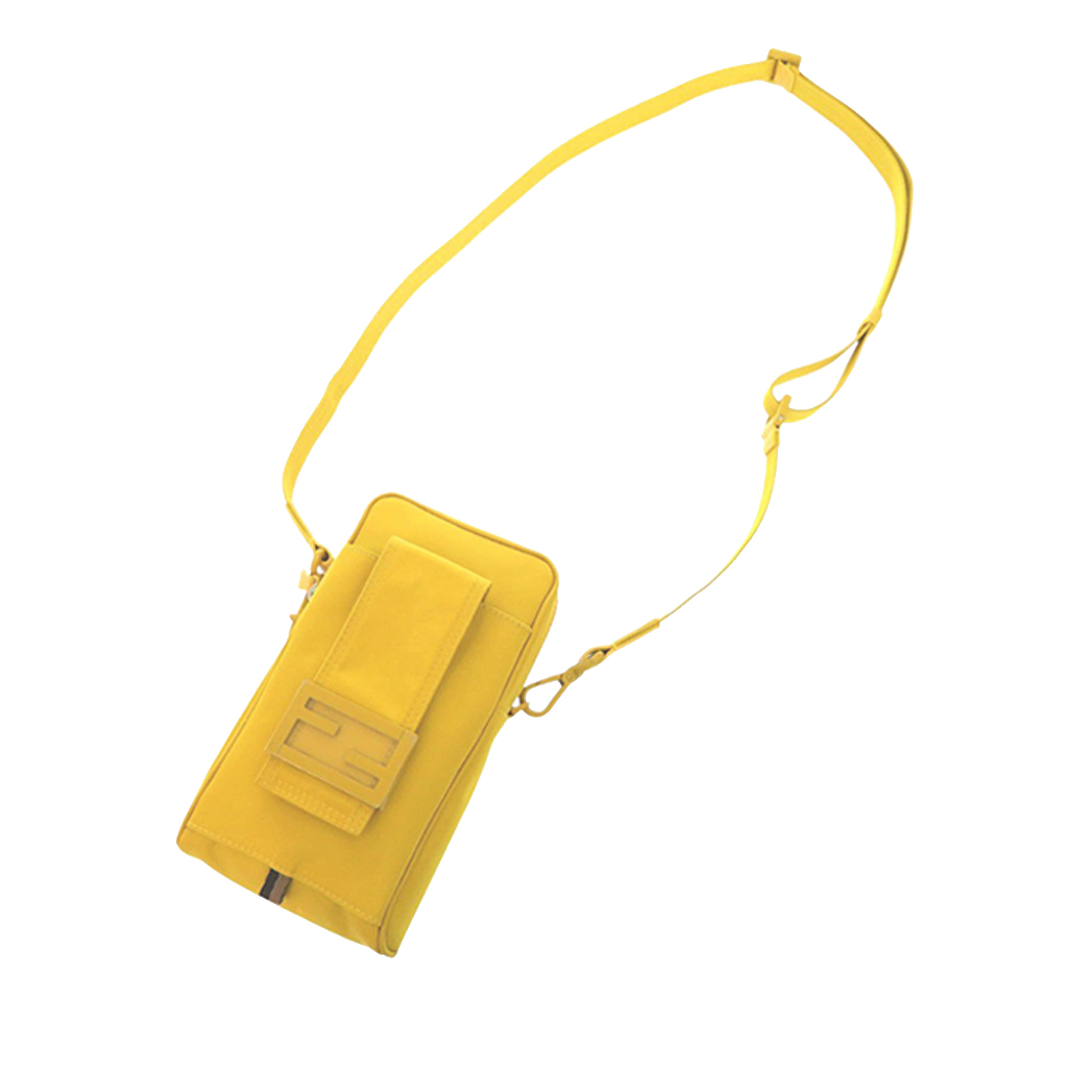 Fendi Nylon Baguette Phone Crossbody, från Luxclusif, i färgen gul. Klicka för att öppna bilden i stort format