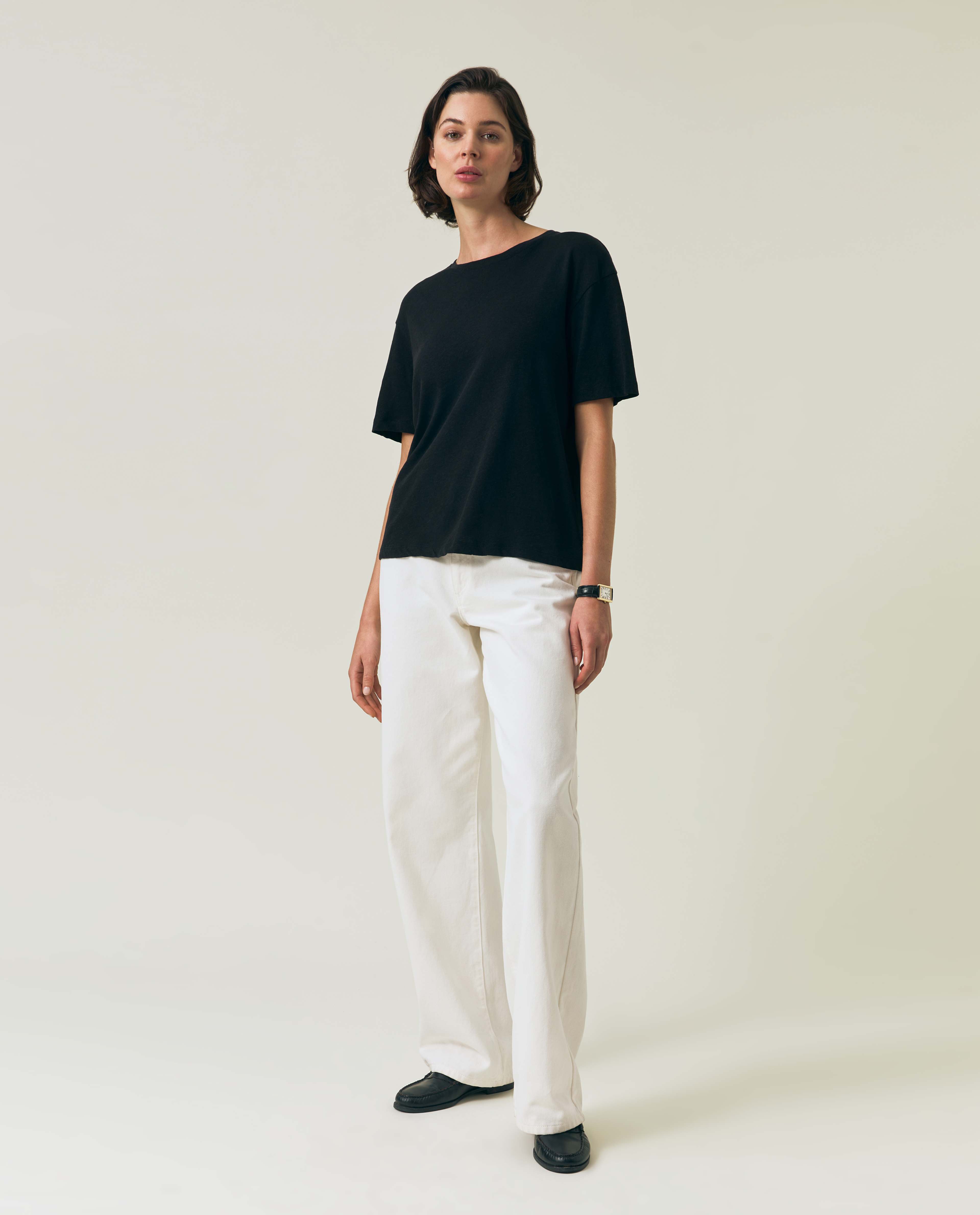 Linen Blend Boxy Tee