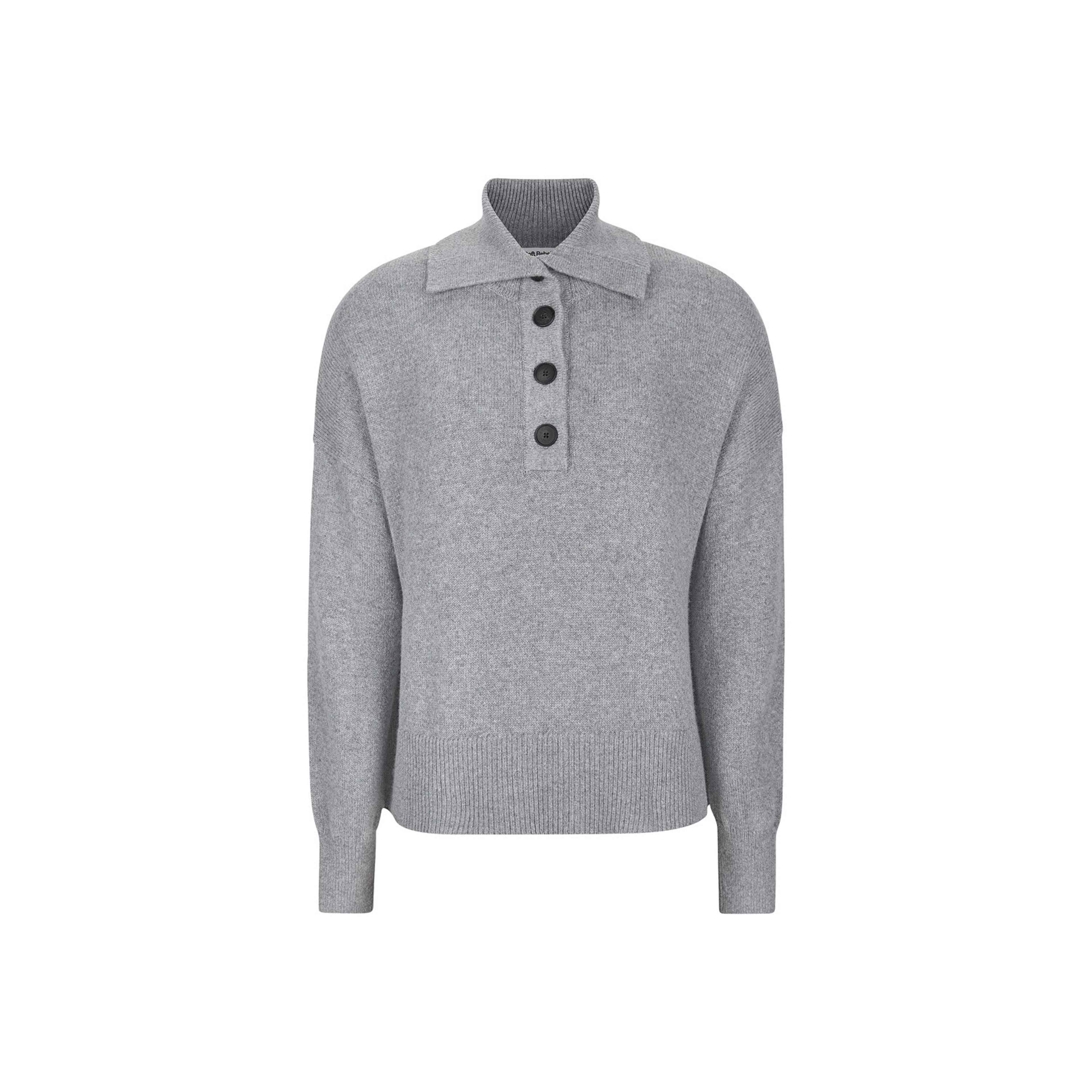 Srluni Spread Collar Knit - Medium Grey Melange