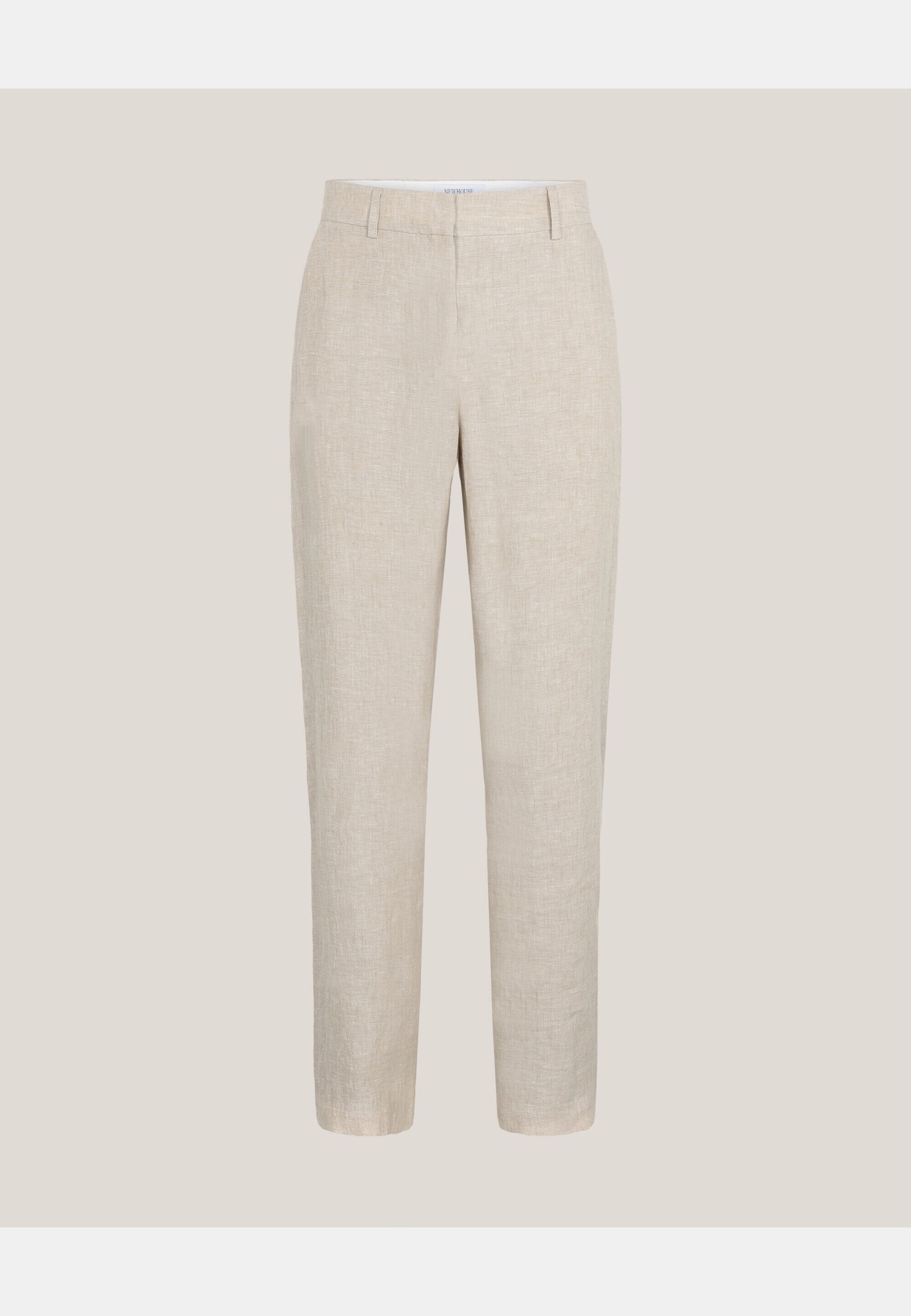 Amanda Slim Linen Trousers, från Newhouse, i färgen beige. Klicka för att öppna bilden i stort format