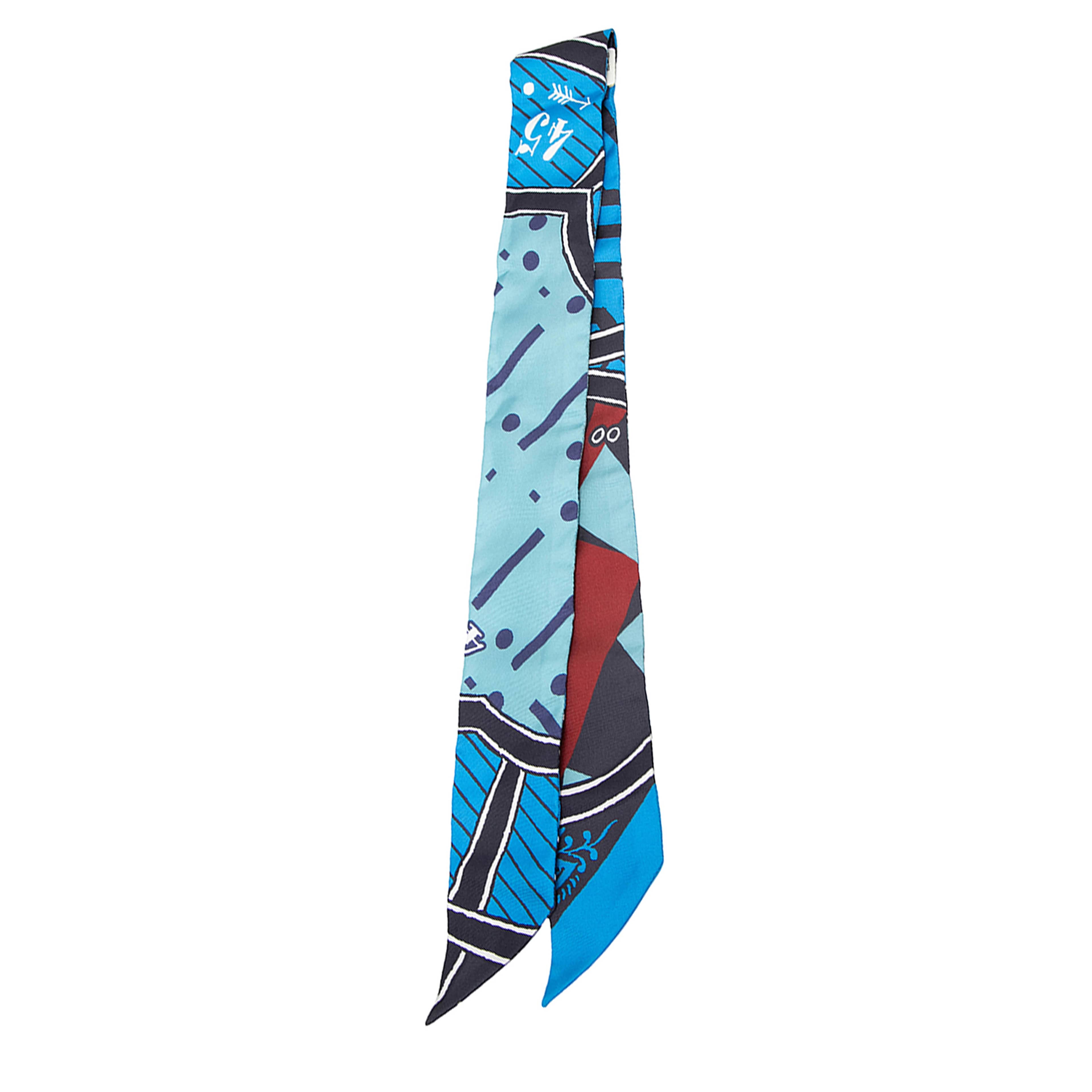 Hermès Jeu De Soie Uniforme Twilly Silk Scarf, från Luxclusif, i färgen blue. Klicka för att öppna bilden i stort format