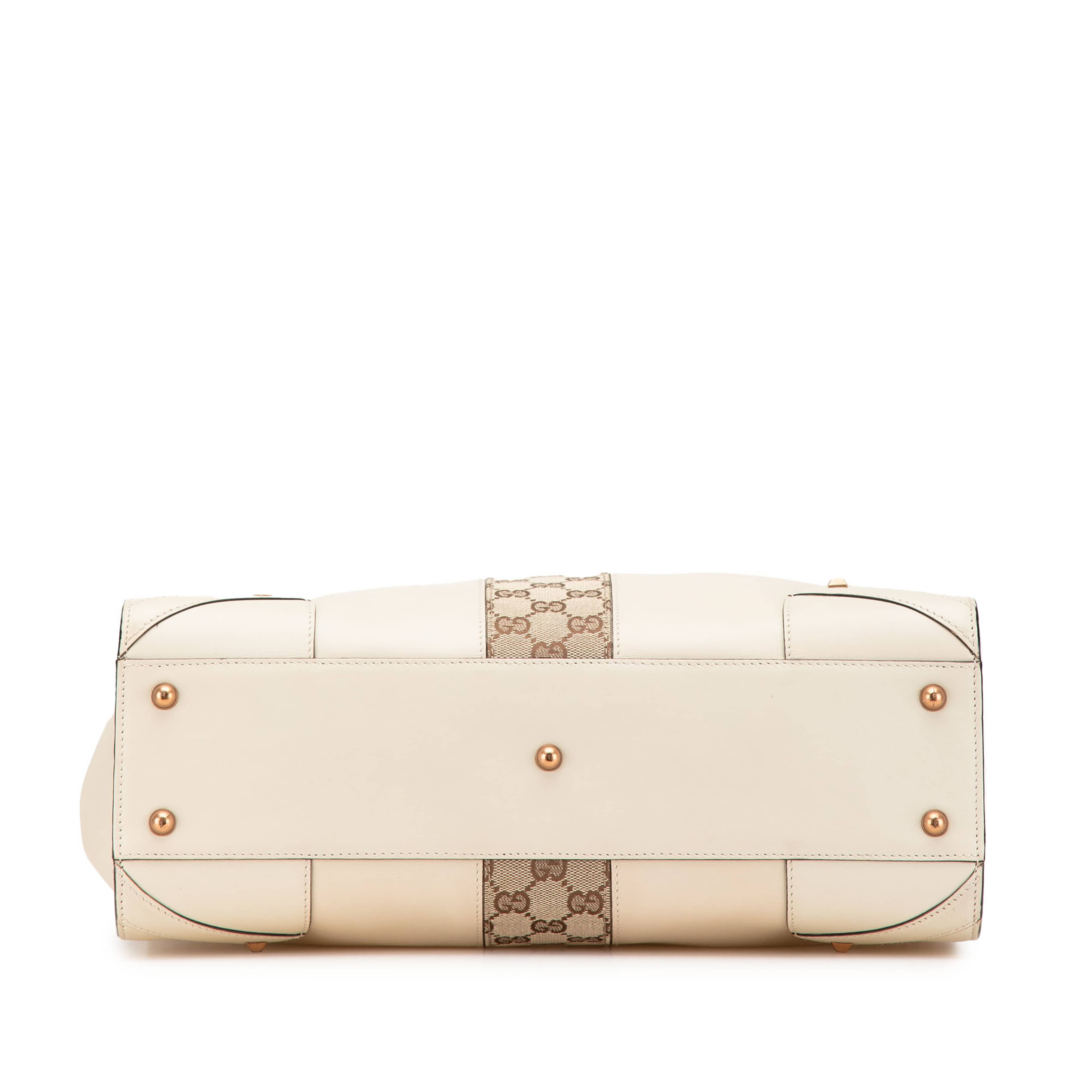 Gucci Calfskin And Gg Canvas Nailhead Tote