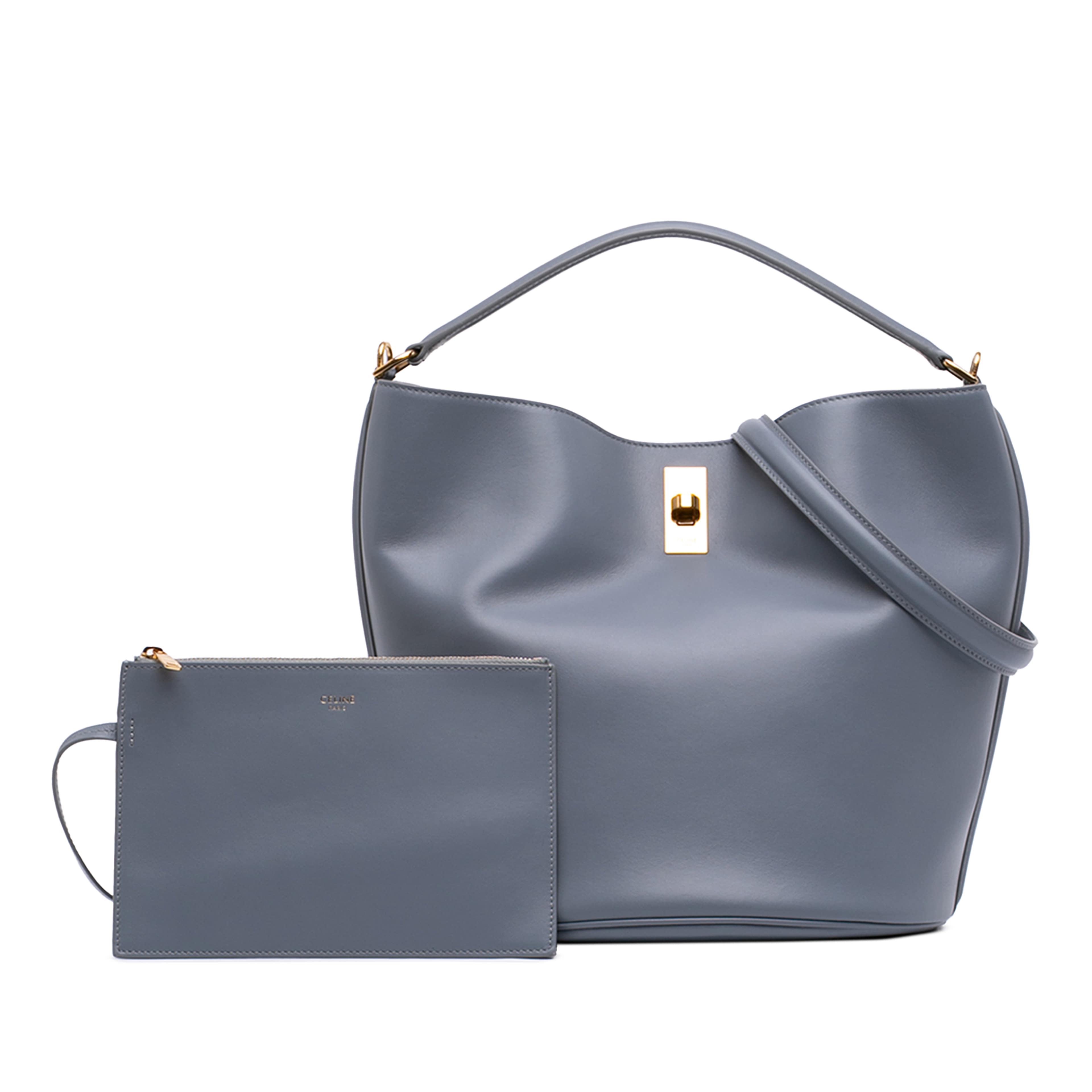 Celine Medium Smooth Calfskin Bucket 16, från Luxclusif, i färgen grå. Klicka för att öppna bilden i stort format