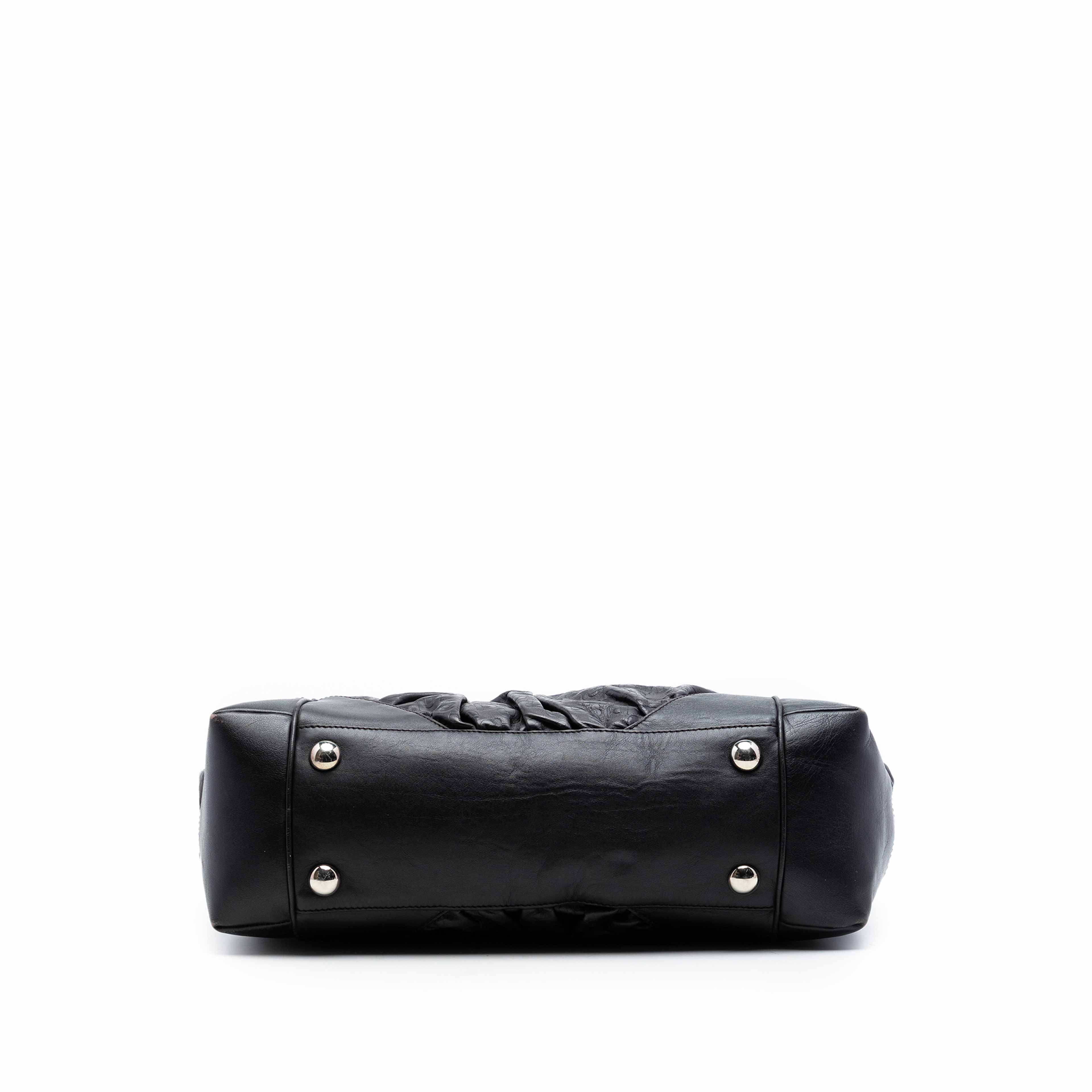 Gucci Embossed Leather Horsebit Full Moon Tote, från Luxclusif, i färgen dark brown. Klicka för att öppna bilden i stort format