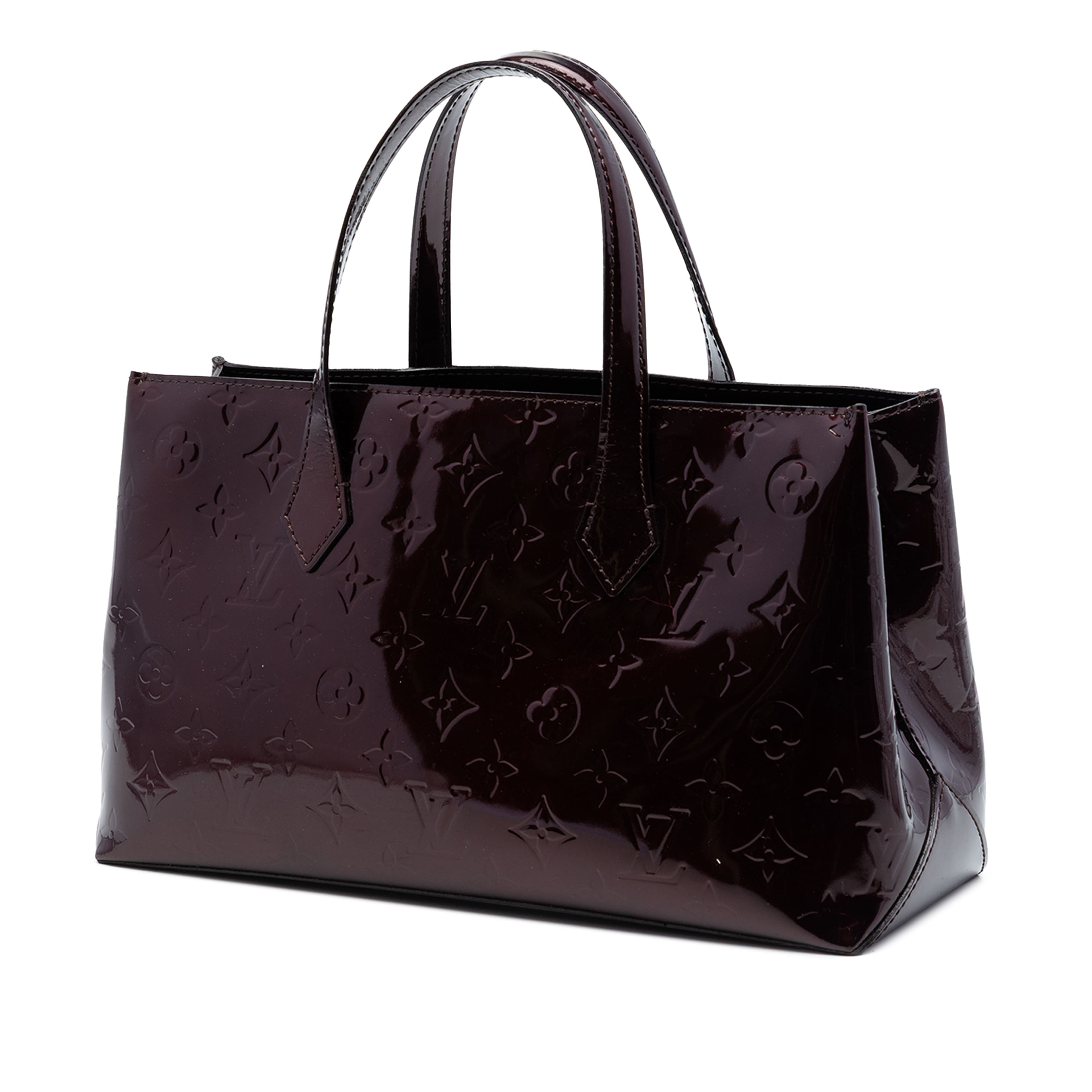 Louis Vuitton Monogram Vernis Wilshire Pm, från Luxclusif, i färgen purple. Klicka för att öppna bilden i stort format