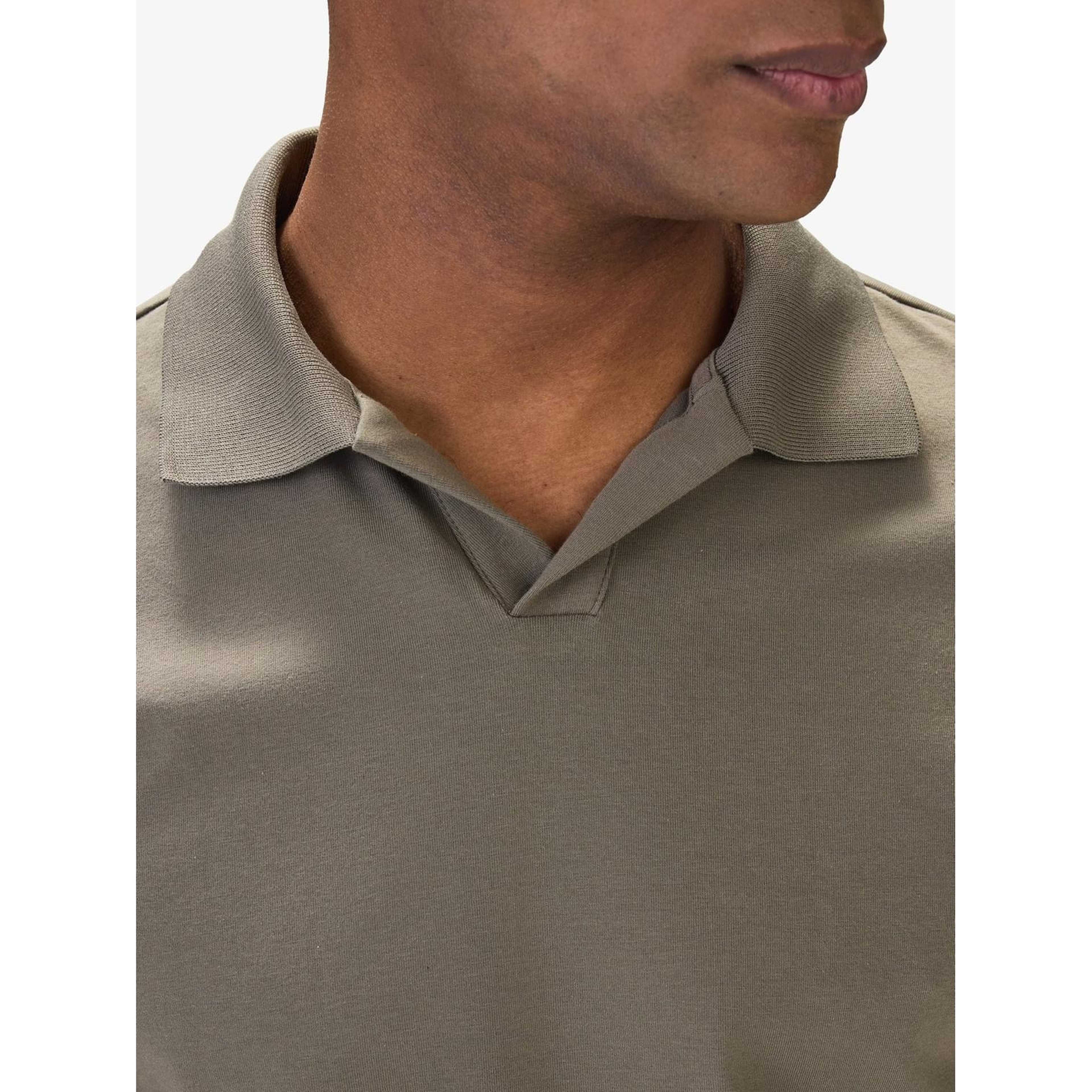 Cotton Fitted Stretch S/s Open Collar Polo Shirt