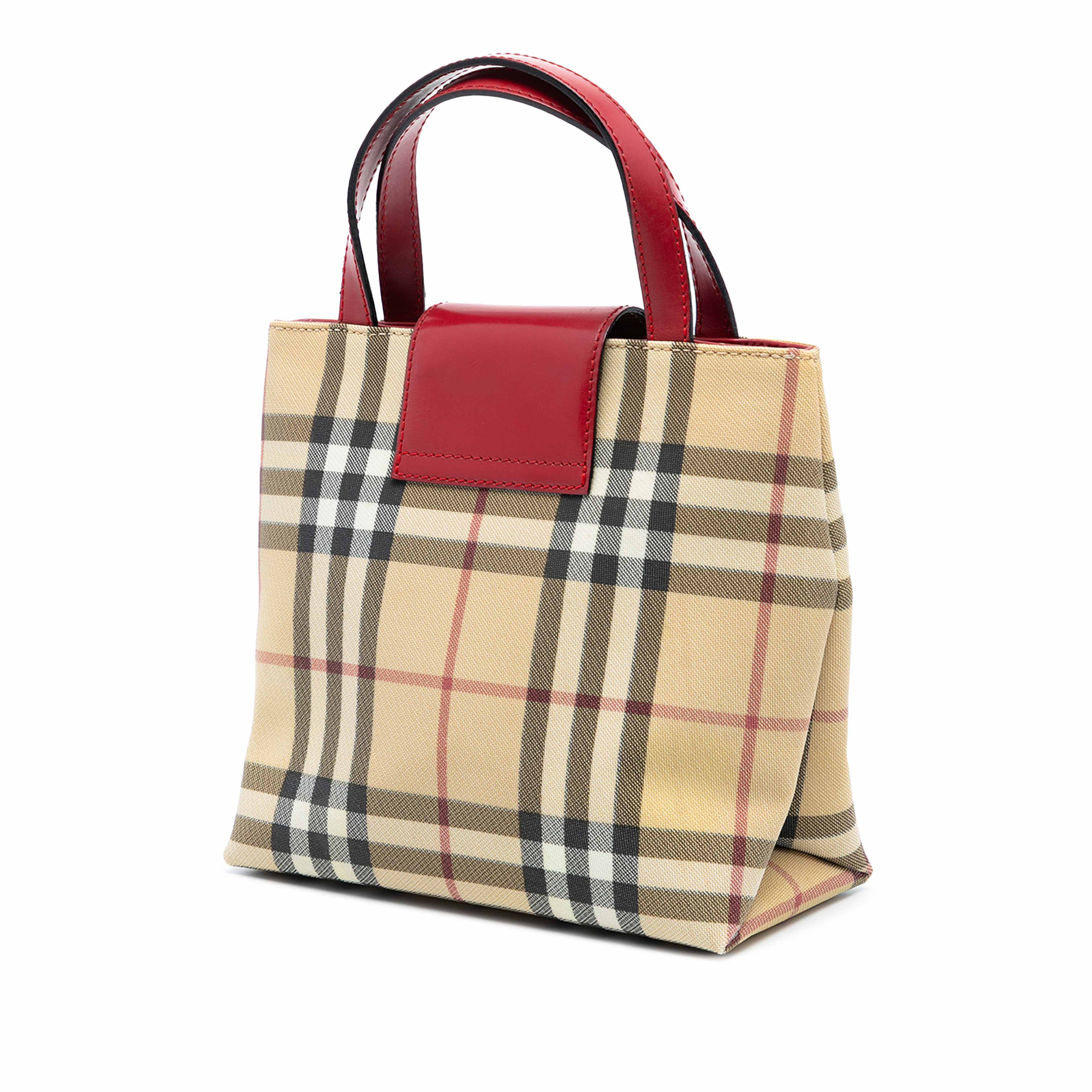 Burberry House Check Coated Canvas Handbag, från Luxclusif, i färgen beige. Klicka för att öppna bilden i stort format