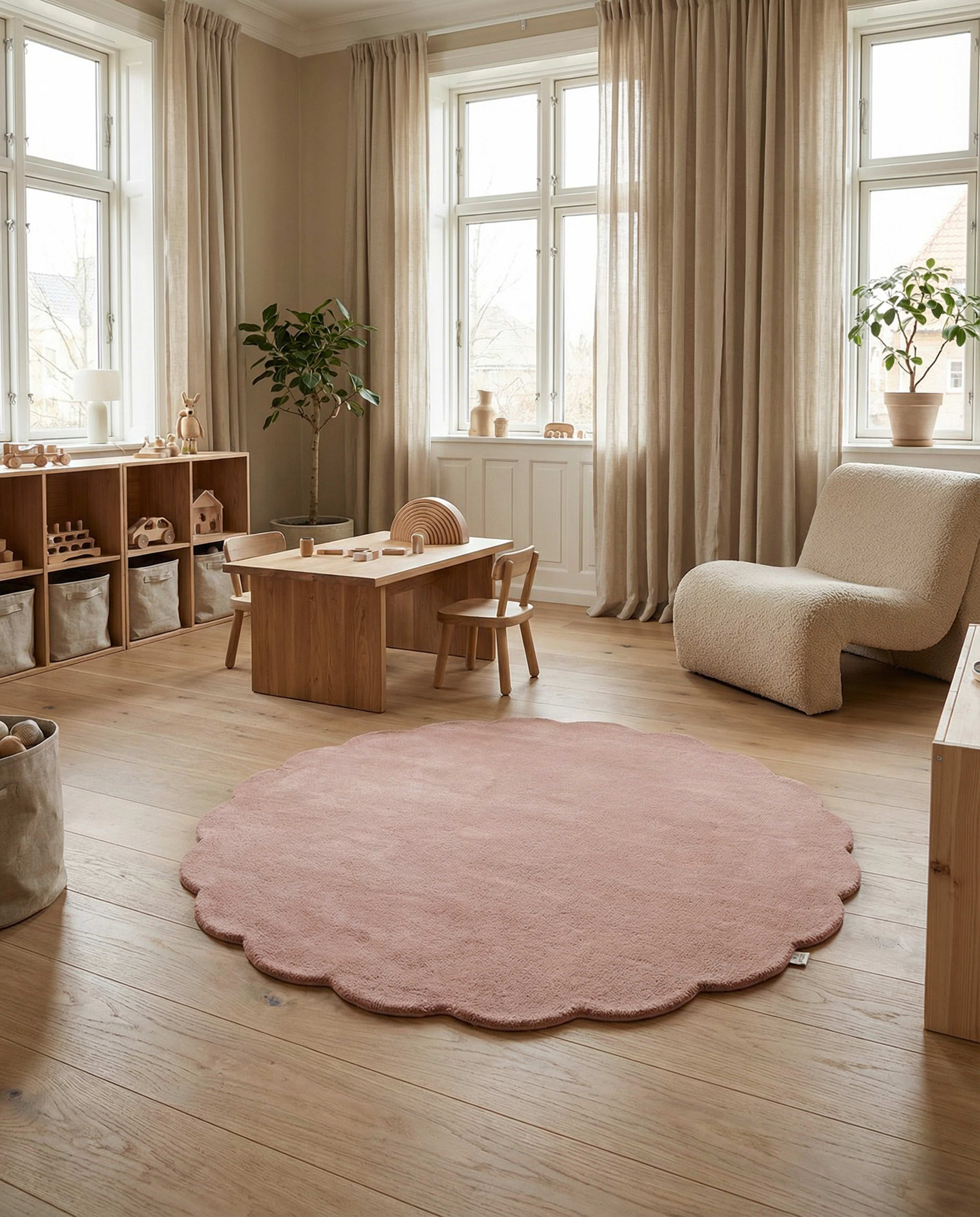 Matta Shell Rund 120cm rosa från Classic Collection | Åhléns