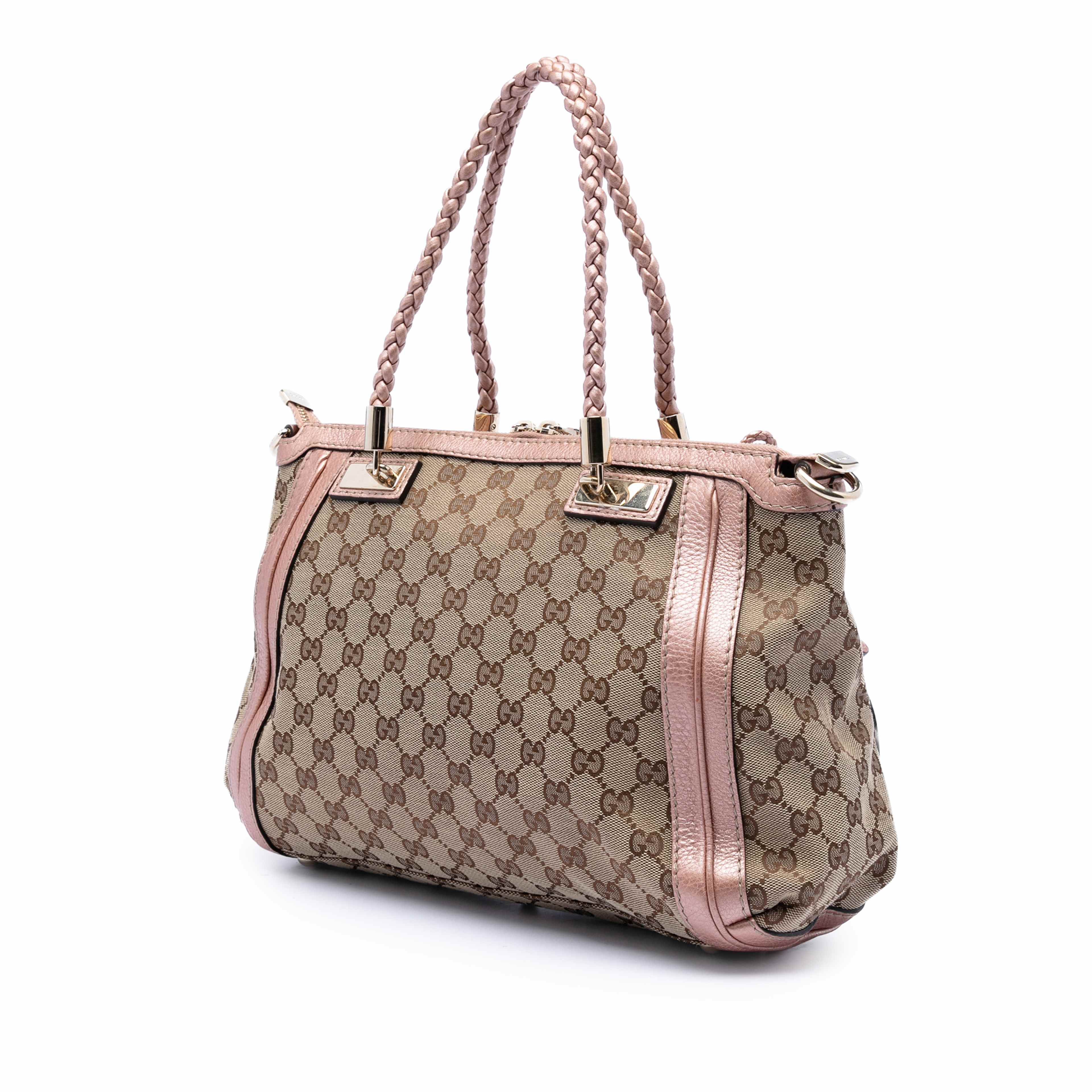 Gucci Gg Canvas Bella Satchel, från Luxclusif, i färgen beige. Klicka för att öppna bilden i stort format