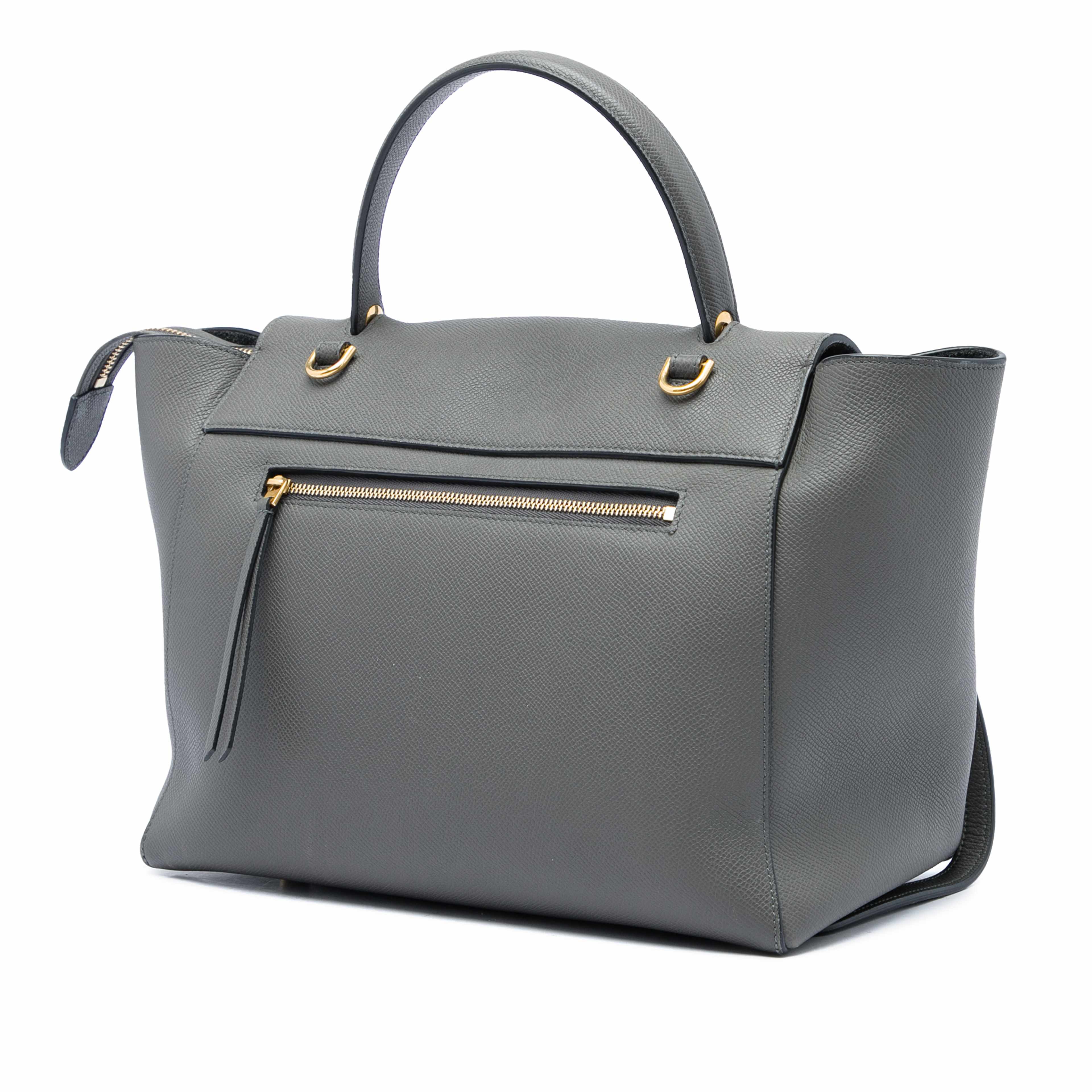 Celine Mini Grained Calfskin Belt Bag, från Luxclusif, i färgen grå. Klicka för att öppna bilden i stort format