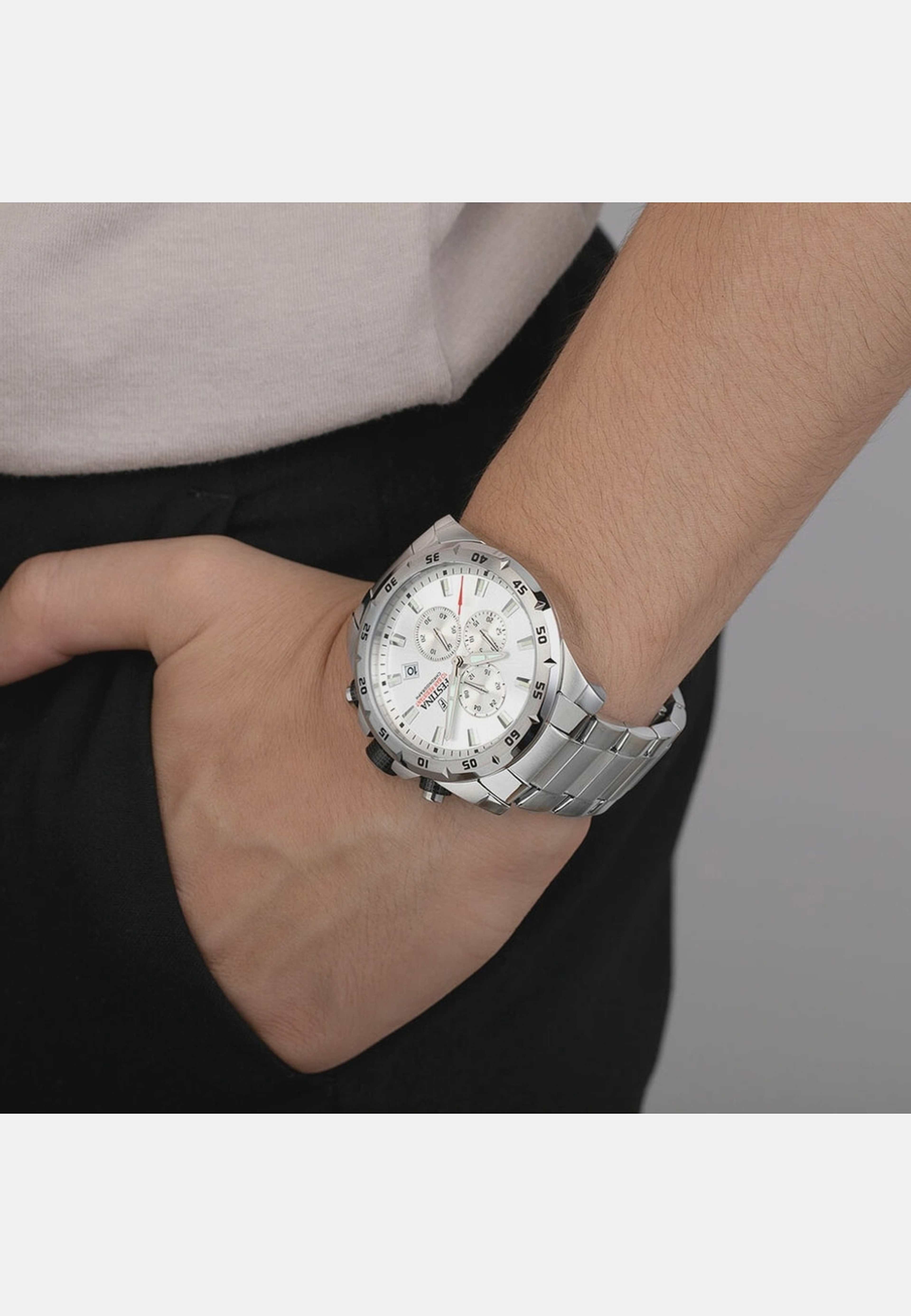 Festina Chrono Sport Herrklocka Silver/stl, Metallband - F20463/1, från Festina, i färgen silver. Klicka för att öppna bilden i stort format