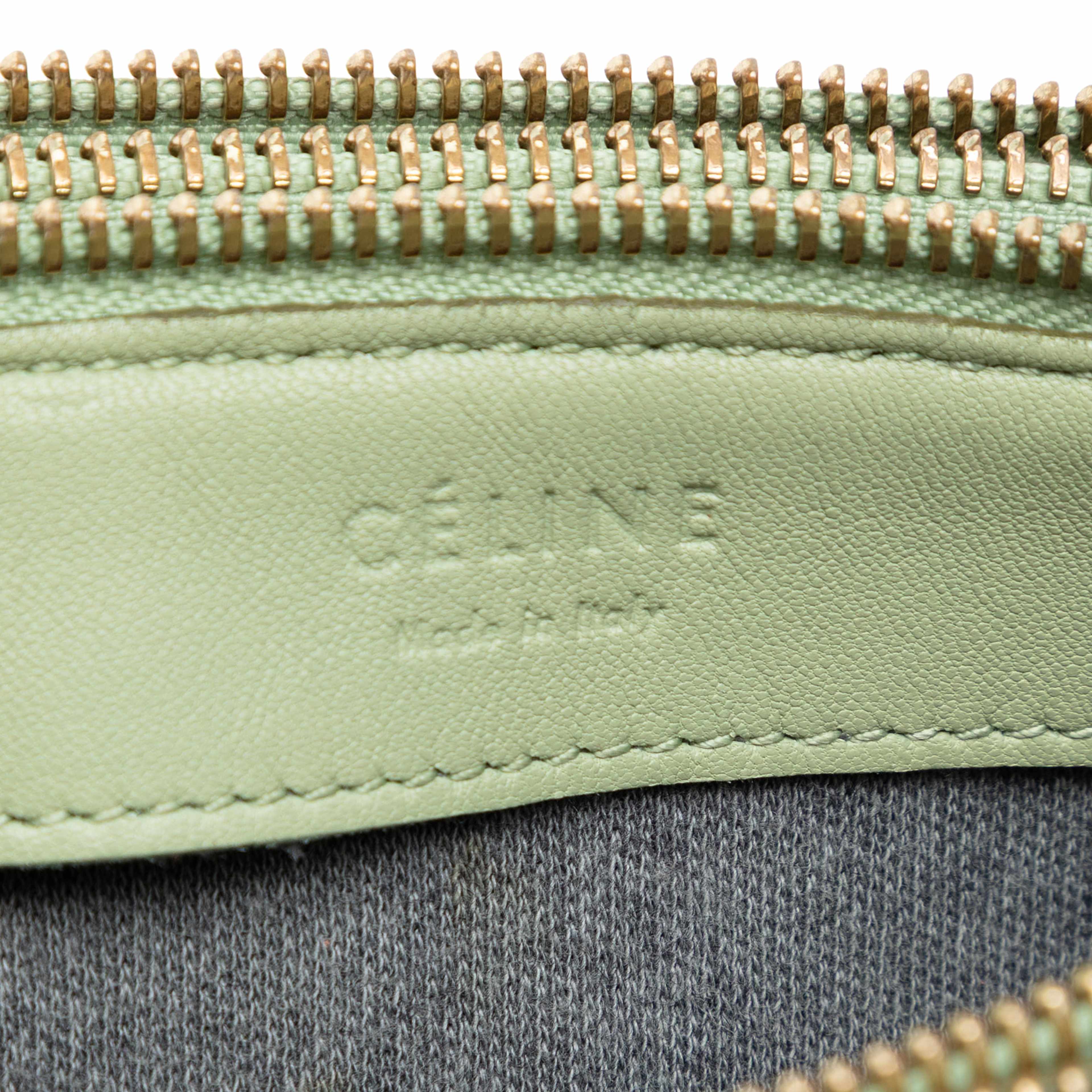 Celine Small Lambskin Trio Crossbody, från Luxclusif, i färgen grön. Klicka för att öppna bilden i stort format