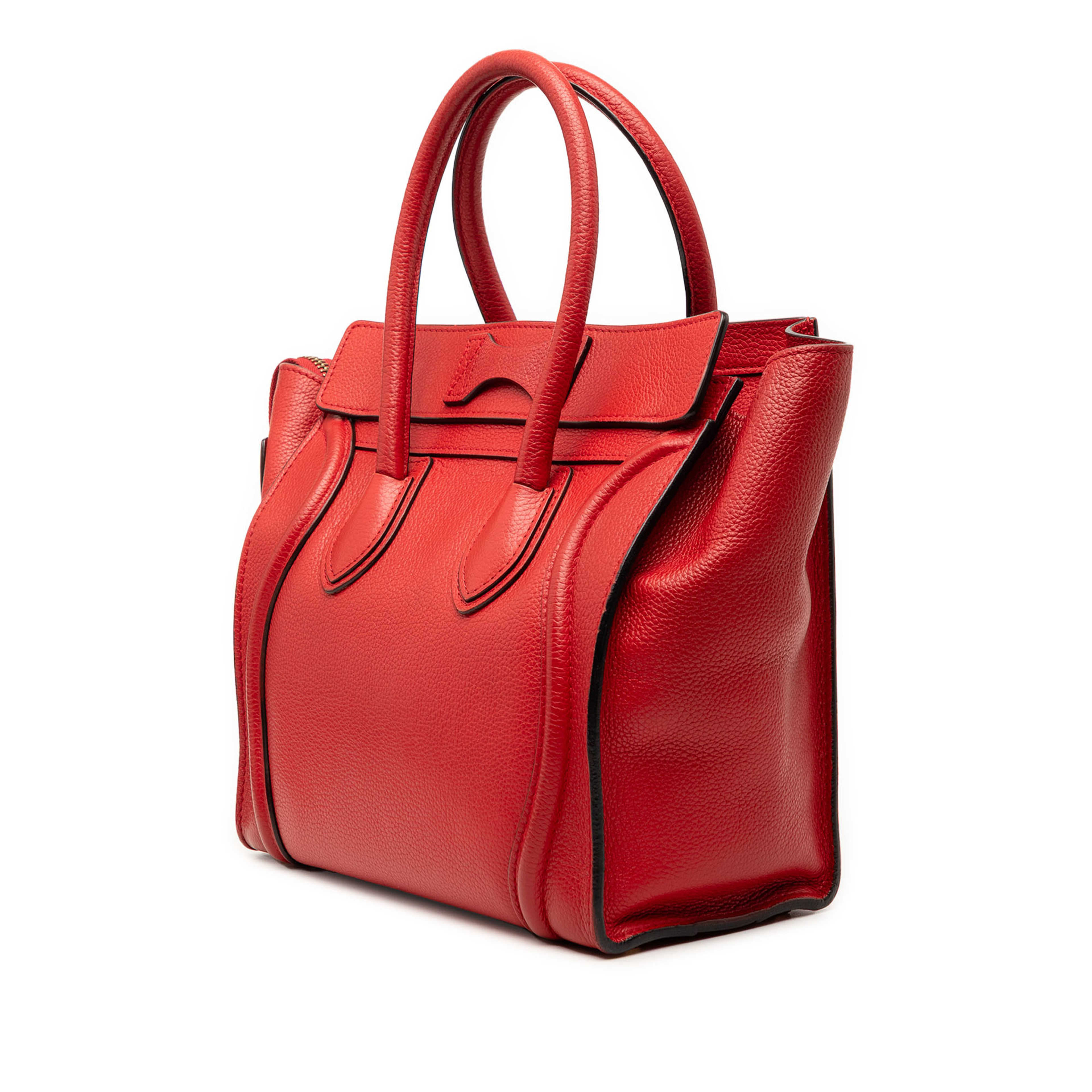 Celine Micro Calfskin Luggage Tote, från Luxclusif, i färgen röd. Klicka för att öppna bilden i stort format