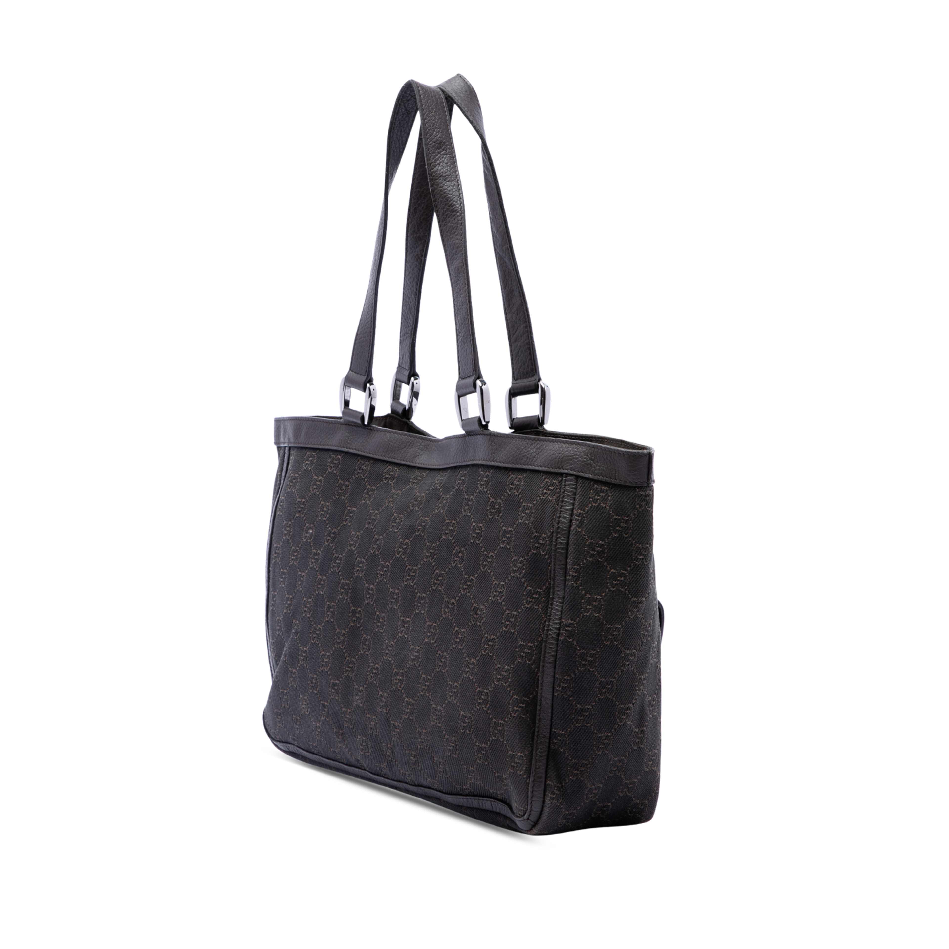 Gucci Gg Denim Abbey D Ring Pocket Tote, från Luxclusif, i färgen brun. Klicka för att öppna bilden i stort format