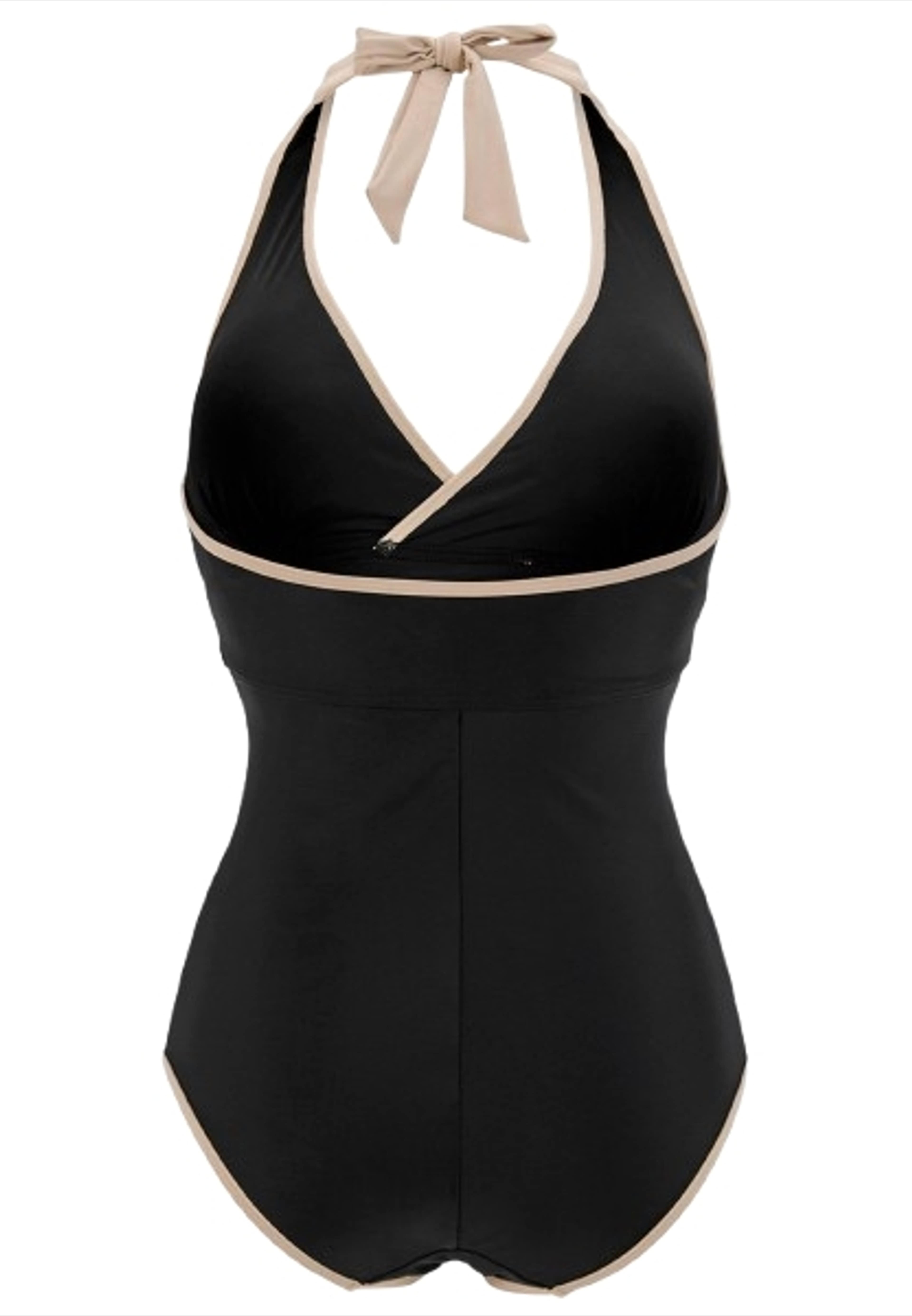 Haiti Halterneck Baddräkt, från Swegmark, i färgen black/beige. Klicka för att öppna bilden i stort format