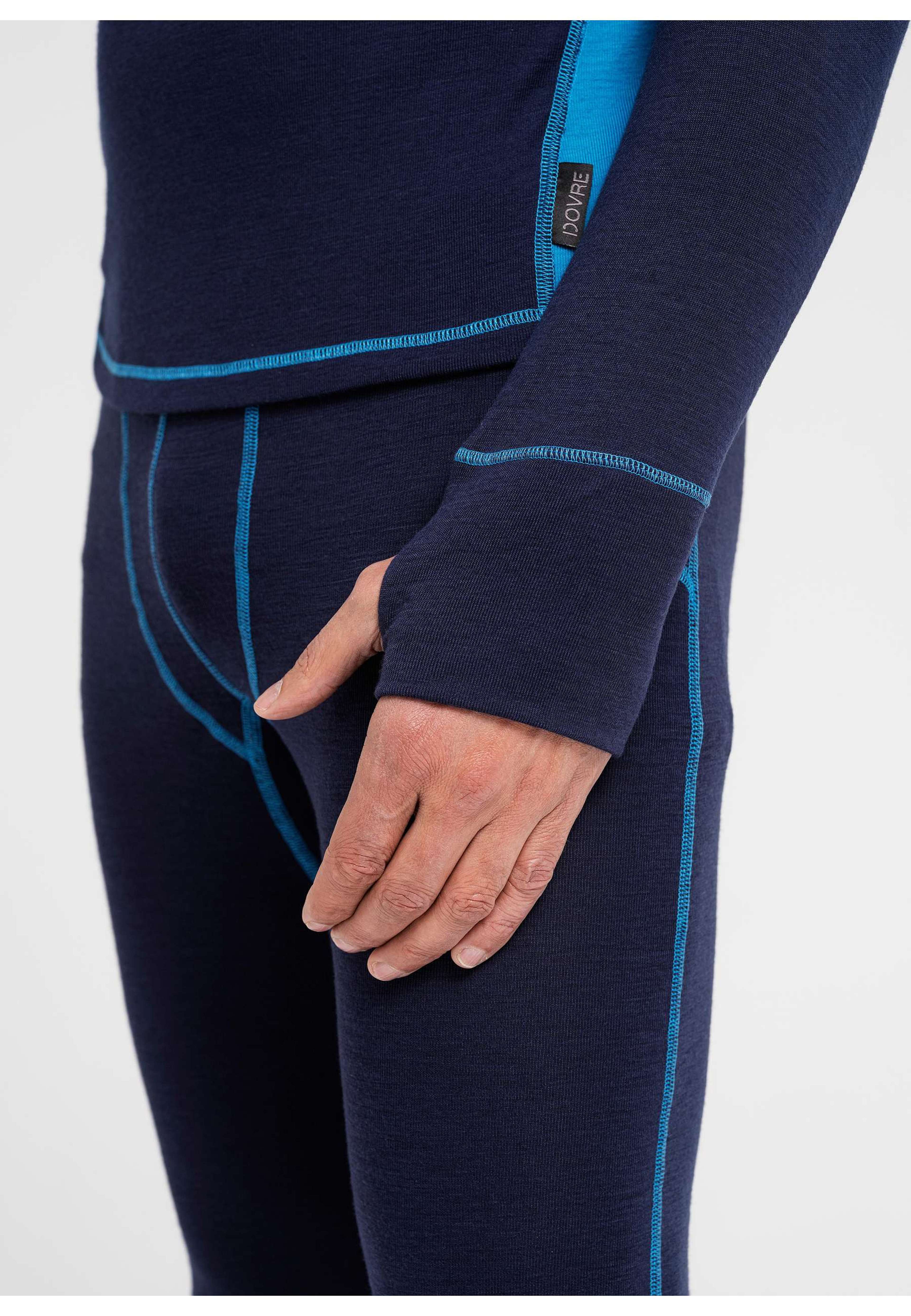 Ekologisk Ull, Långärmad Tröja 1/3 Dragkedja, Navy/blå