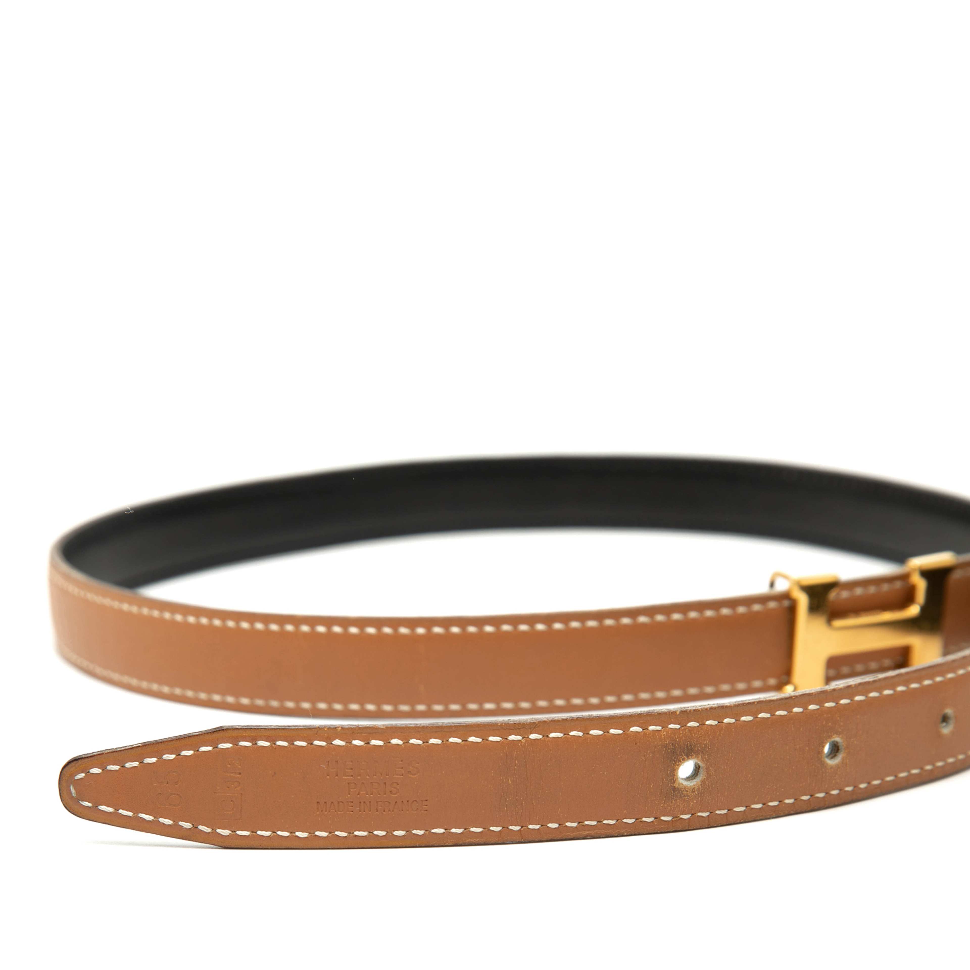 Hermès Gulliver And Box Calf Constance H Reversible Belt, från Luxclusif, i färgen brown. Klicka för att öppna bilden i stort format