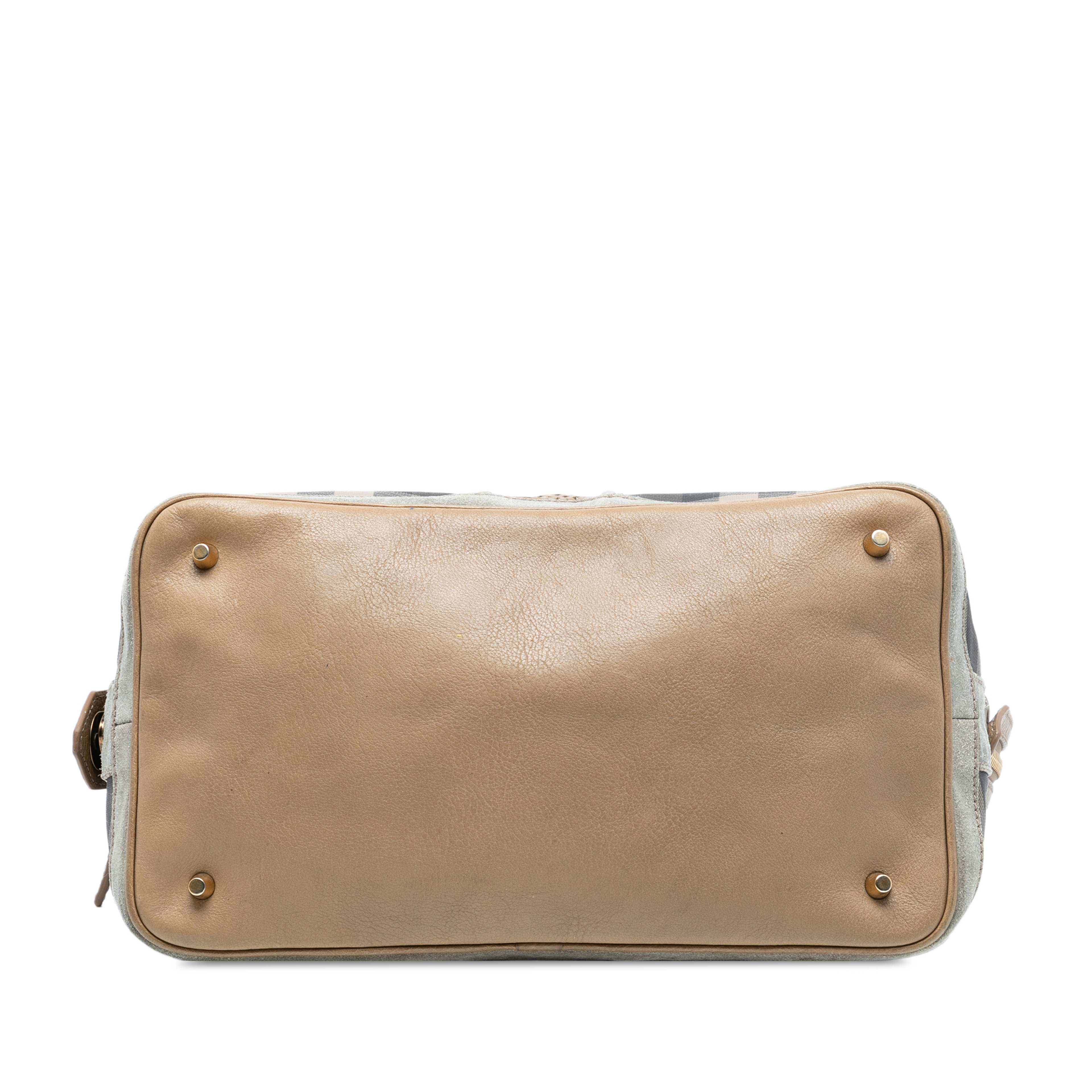 Burberry House Check Canvas Satchel, från Luxclusif, i färgen light brown. Klicka för att öppna bilden i stort format