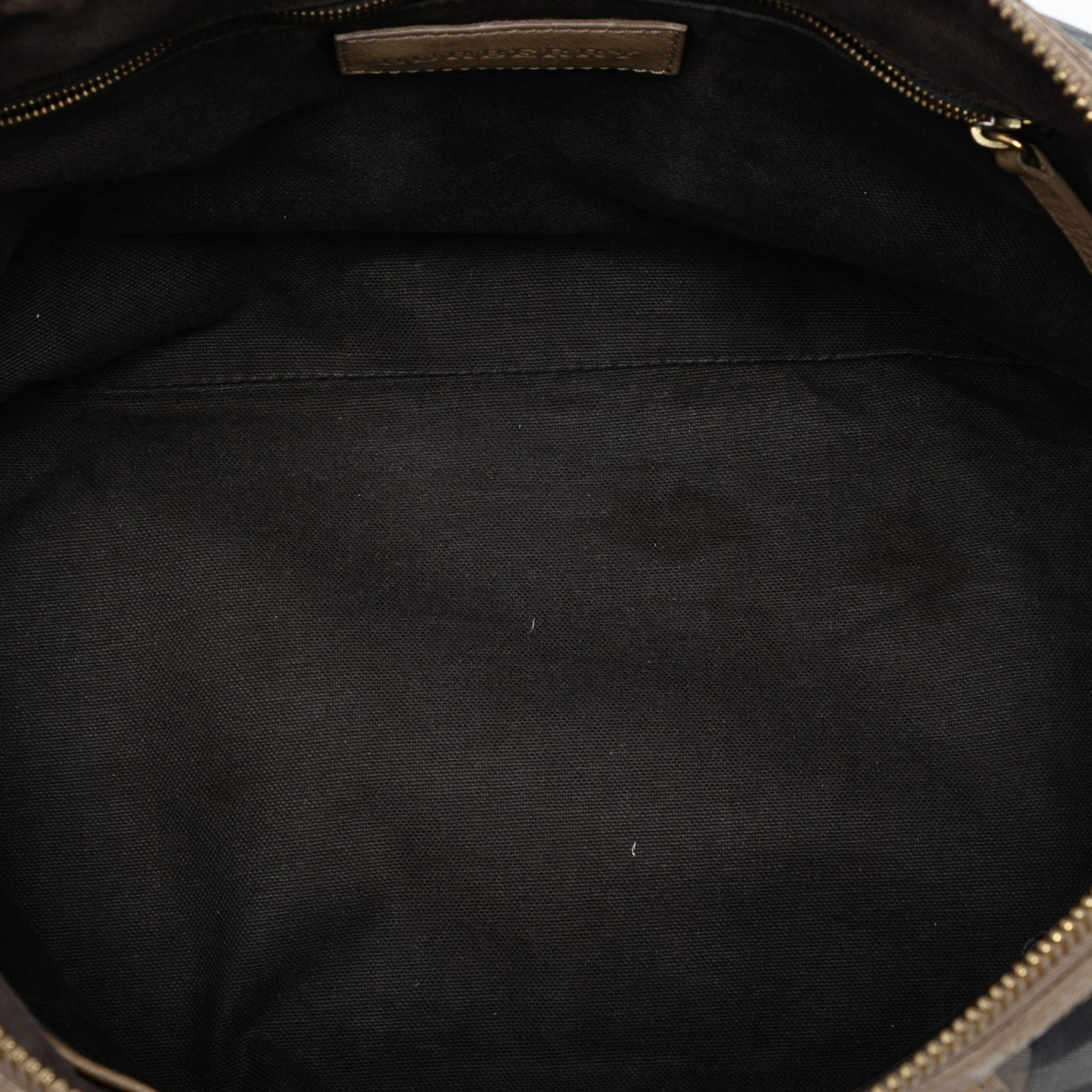 Burberry House Check Canvas Satchel, från Luxclusif, i färgen light brown. Klicka för att öppna bilden i stort format