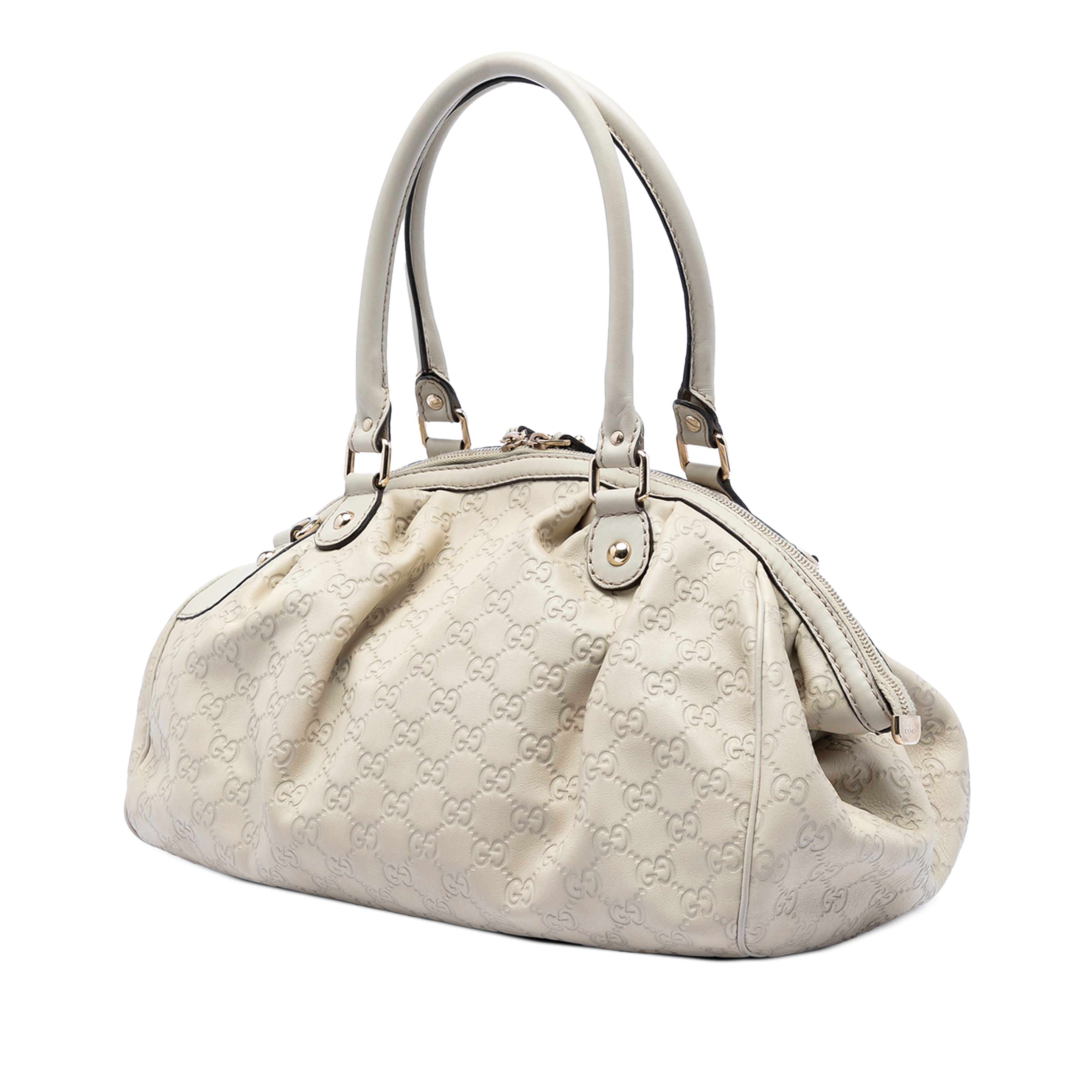 Gucci Guccissima Sukey Satchel, från Luxclusif, i färgen white. Klicka för att öppna bilden i stort format
