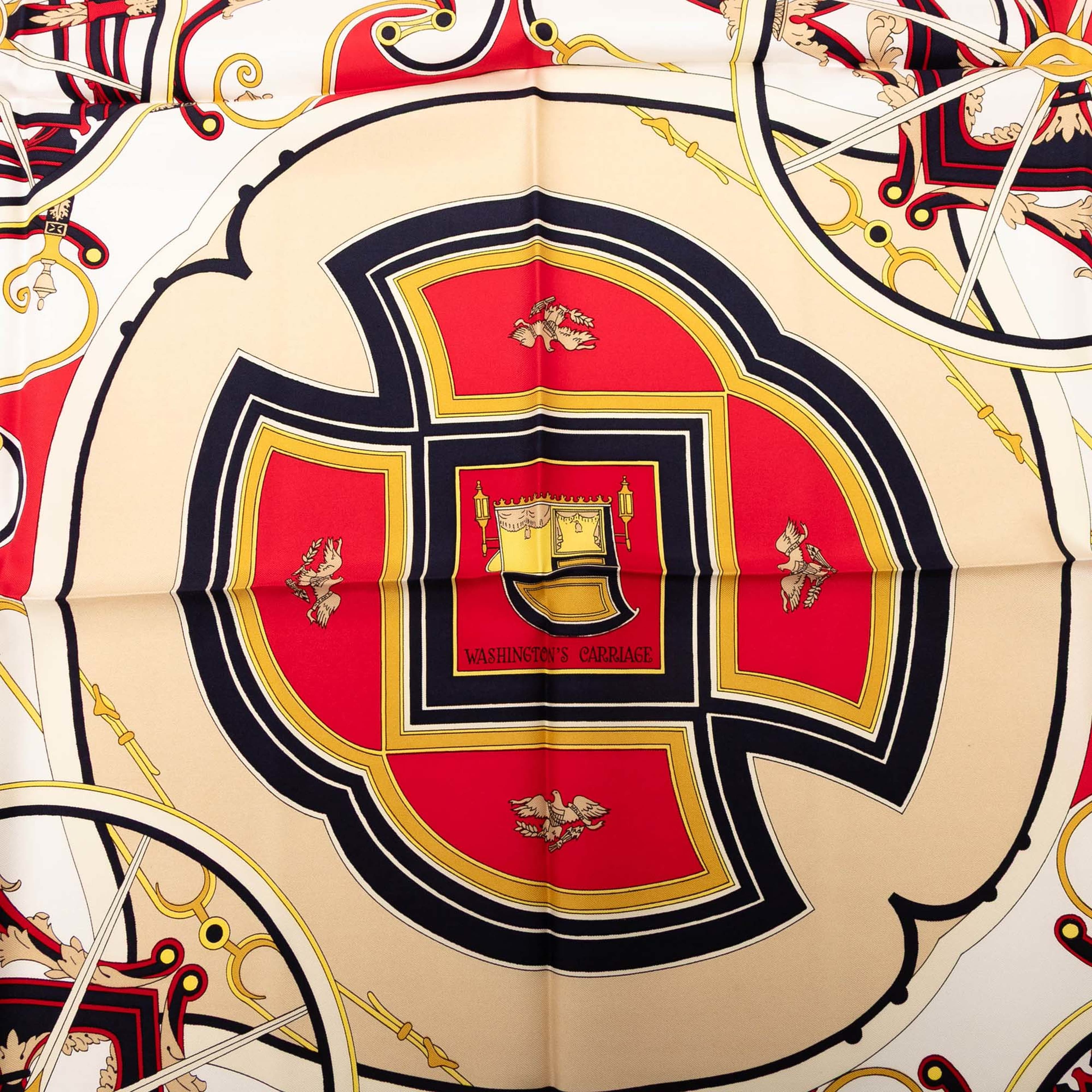 Hermès Washingtons Carriage Silk Scarf 90, från Luxclusif, i färgen red. Klicka för att öppna bilden i stort format