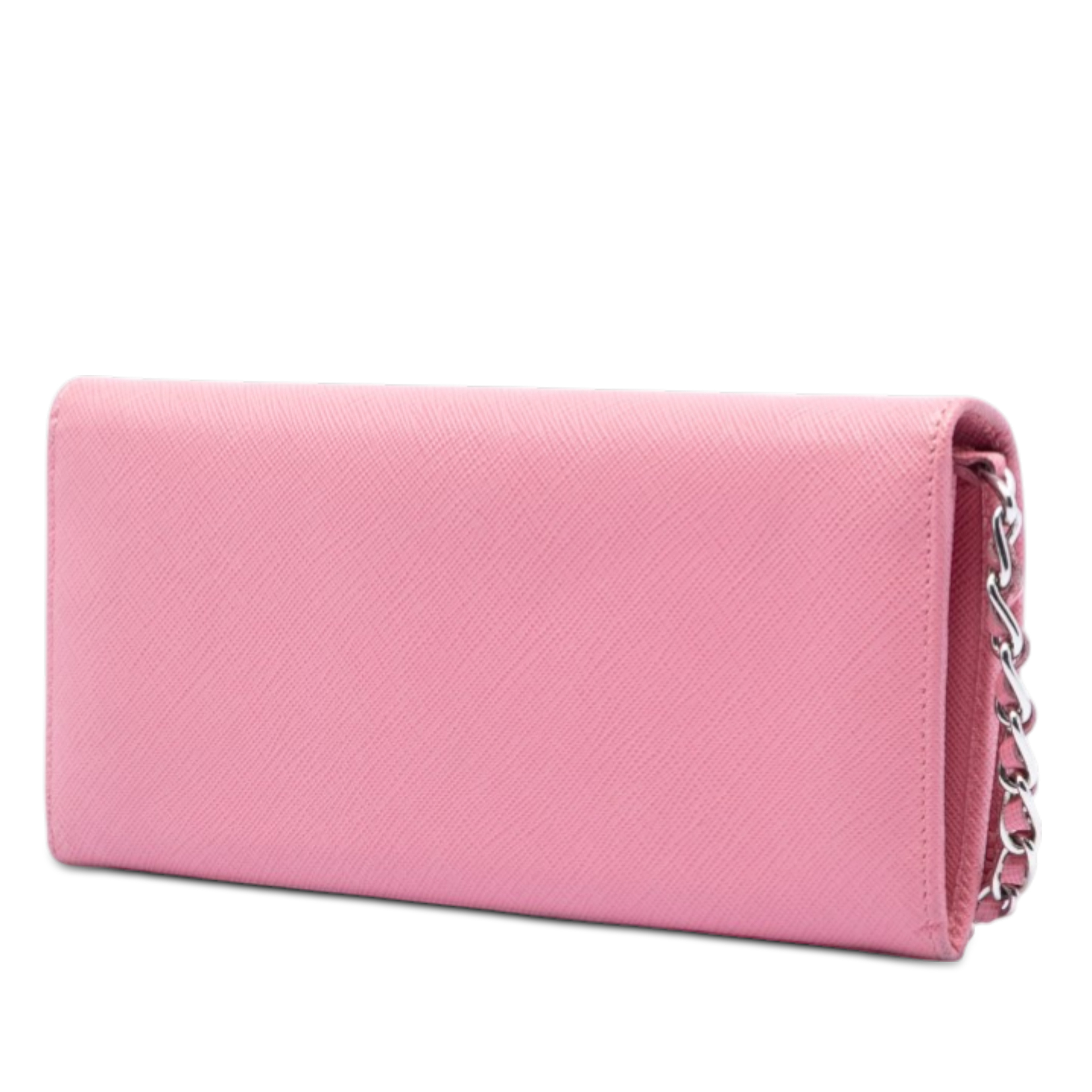 Prada Saffiano Wallet On Chain, från Luxclusif, i färgen light pink. Klicka för att öppna bilden i stort format