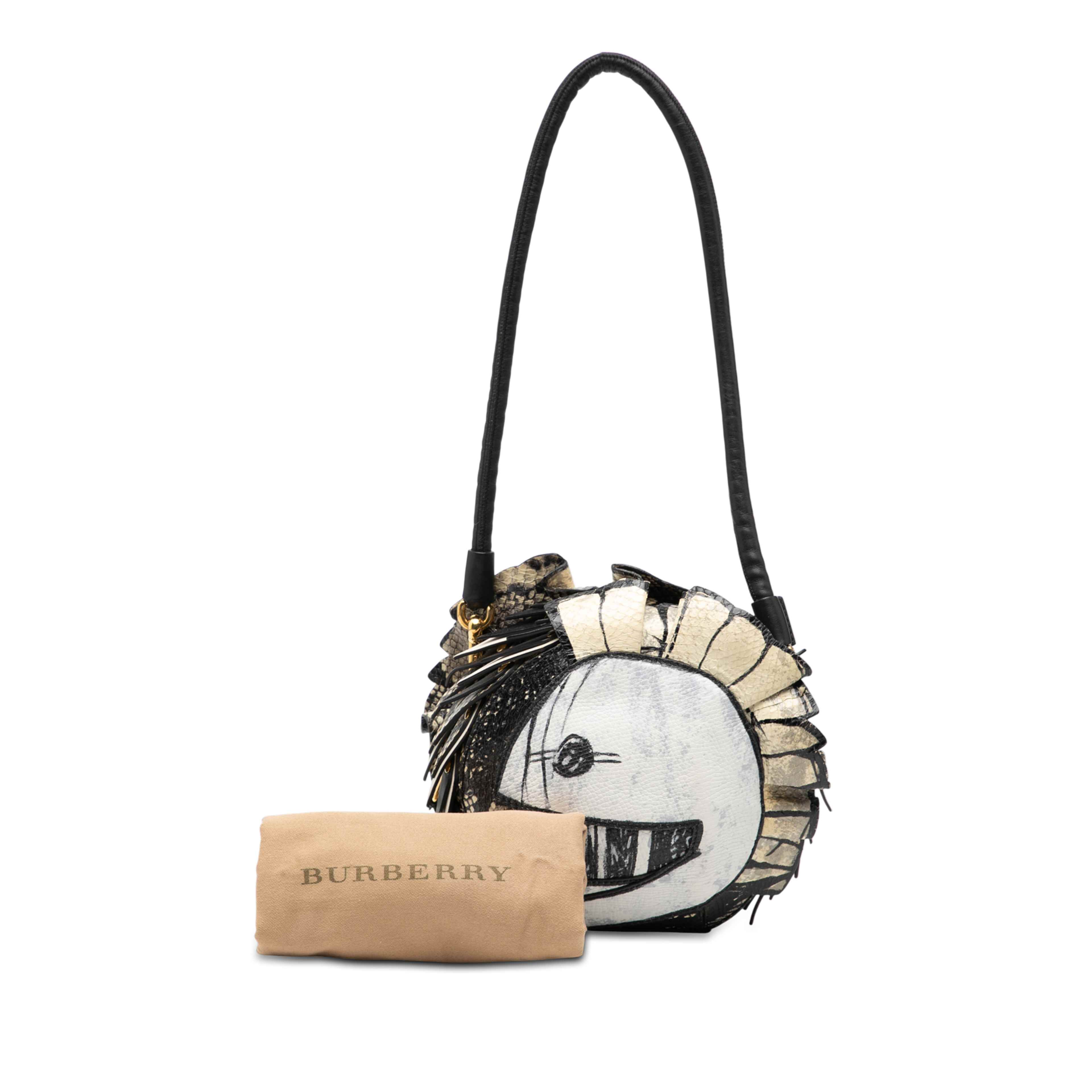 Burberry Croc Embossed Pallas Helmet Shoulder Bag, från Luxclusif, i färgen vit. Klicka för att öppna bilden i stort format