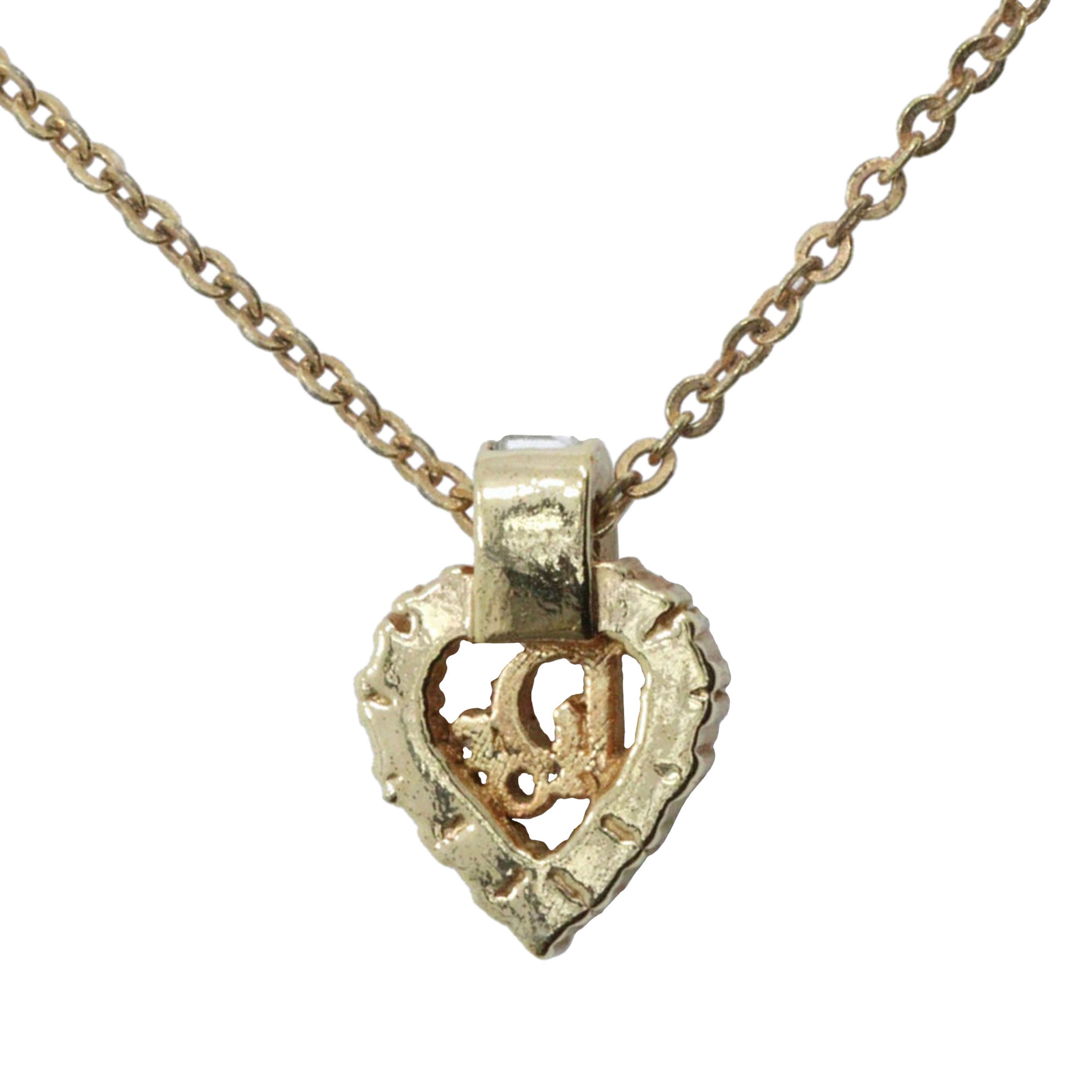 Dior Gold Plated Strass Heart Pendant Necklace, från Luxclusif, i färgen guld. Klicka för att öppna bilden i stort format
