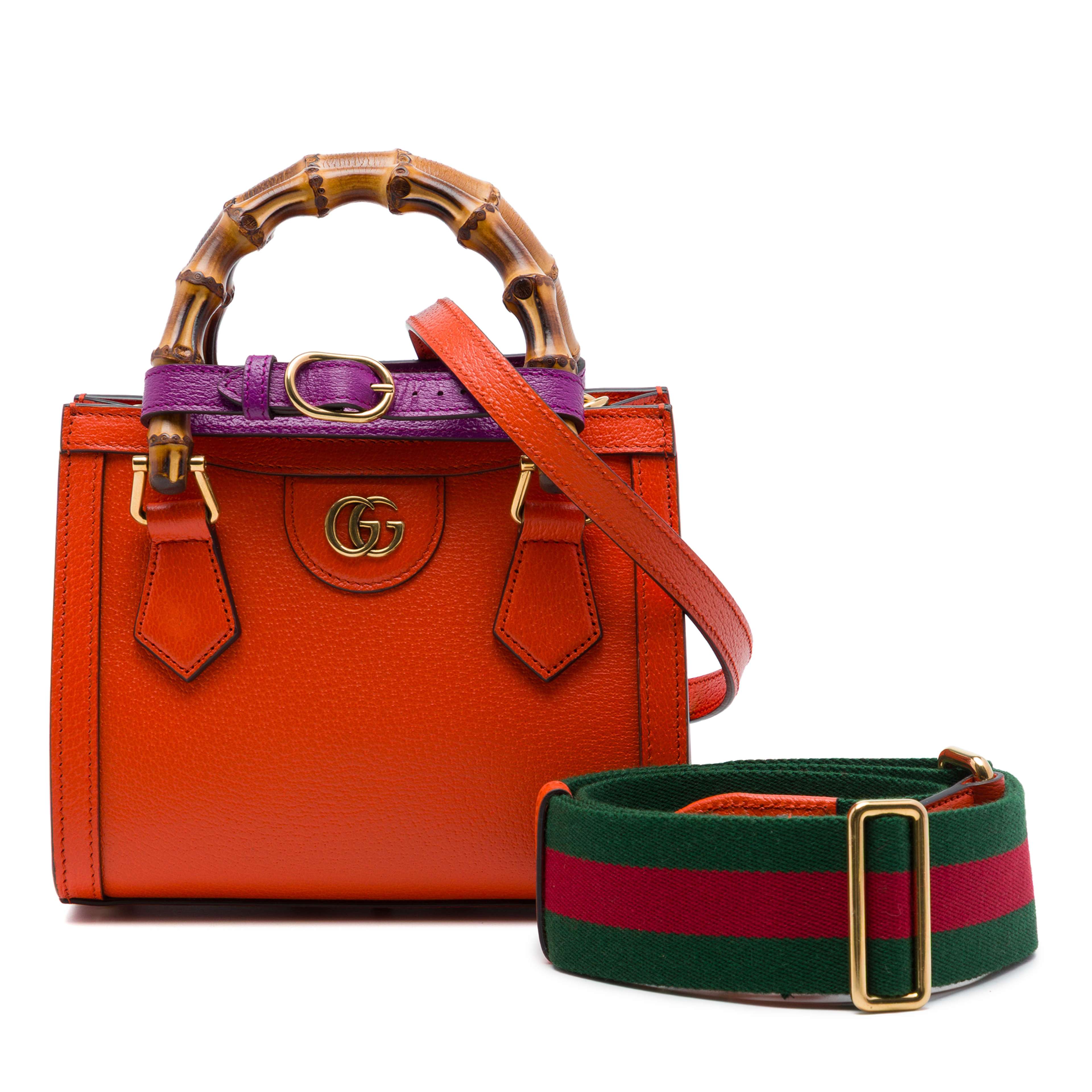 Gucci Small Calfskin Bamboo Diana Satchel, från Luxclusif, i färgen orange. Klicka för att öppna bilden i stort format