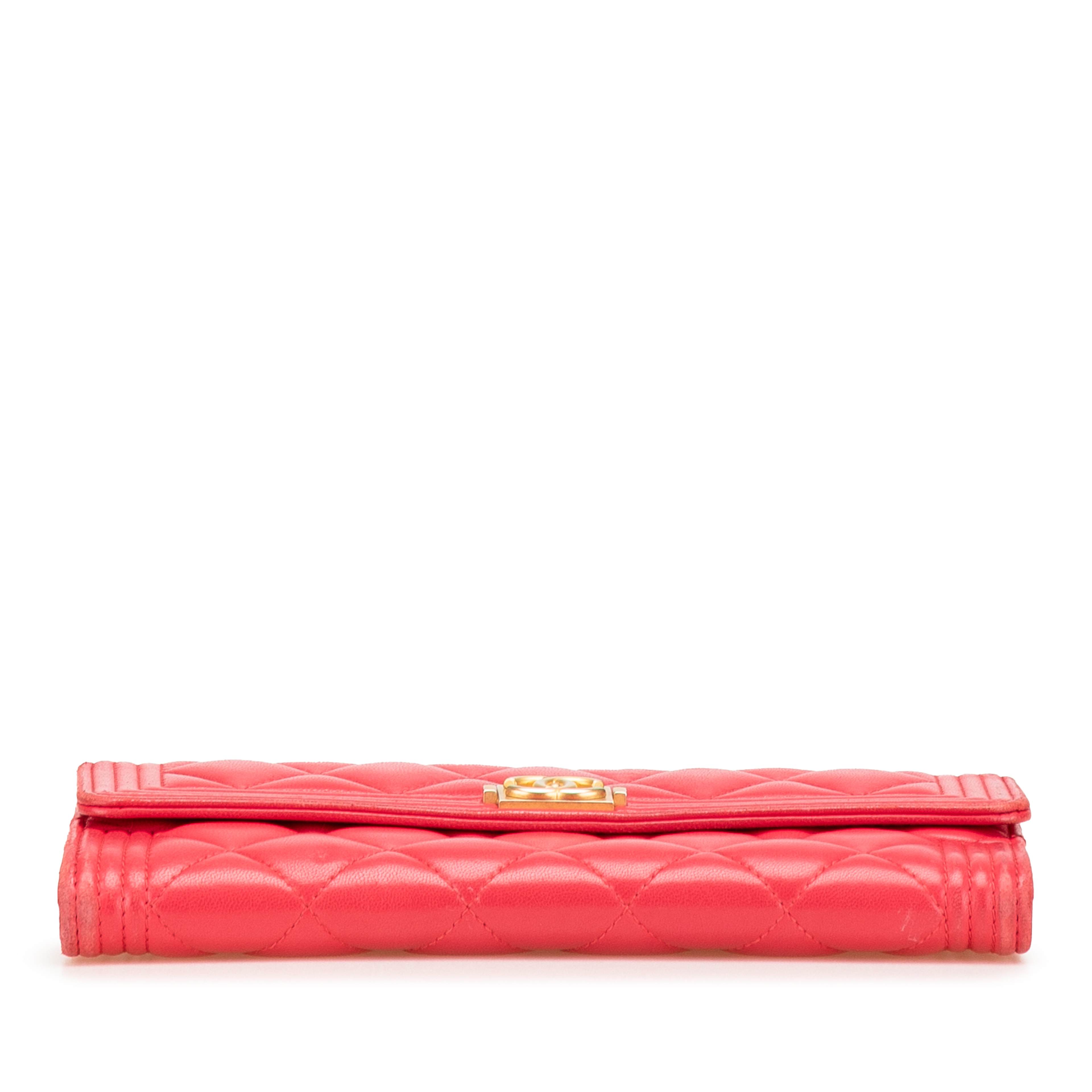 Chanel Cc Quilted Lambskin Boy Flap Wallet