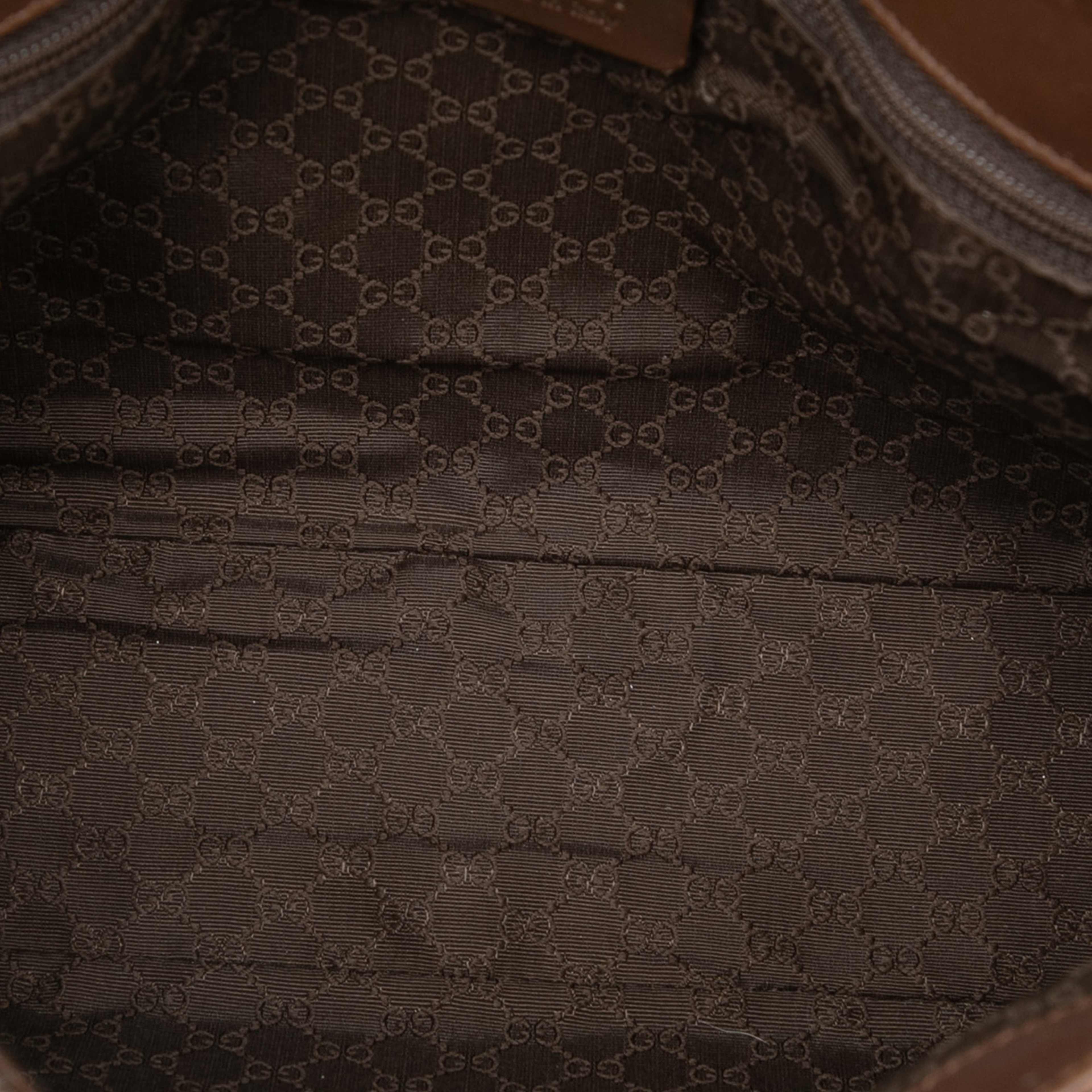 Gucci Leather Web Handbag, från Luxclusif, i färgen dark brown. Klicka för att öppna bilden i stort format