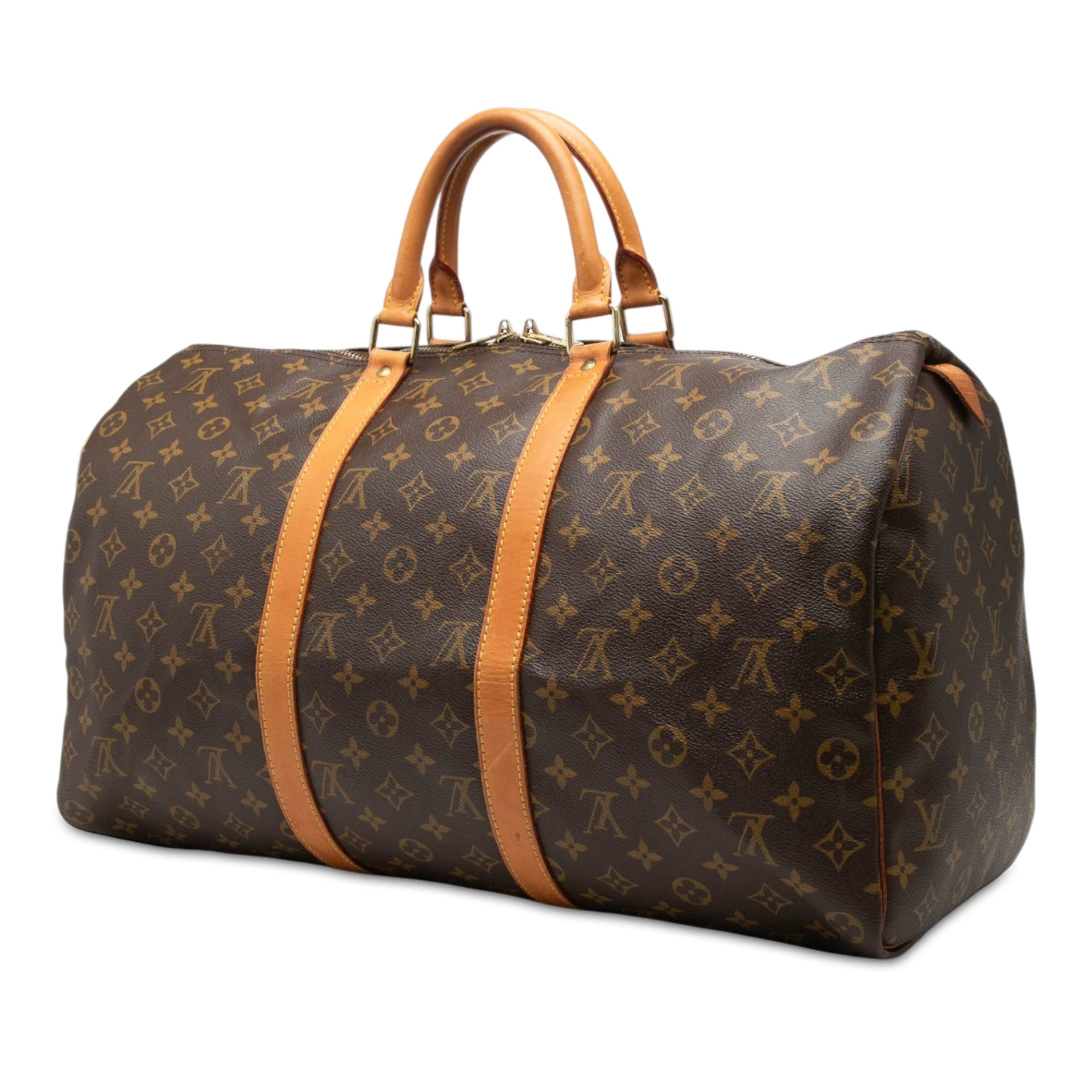 Louis Vuitton Monogram Keepall 50, från Luxclusif, i färgen brun. Klicka för att öppna bilden i stort format