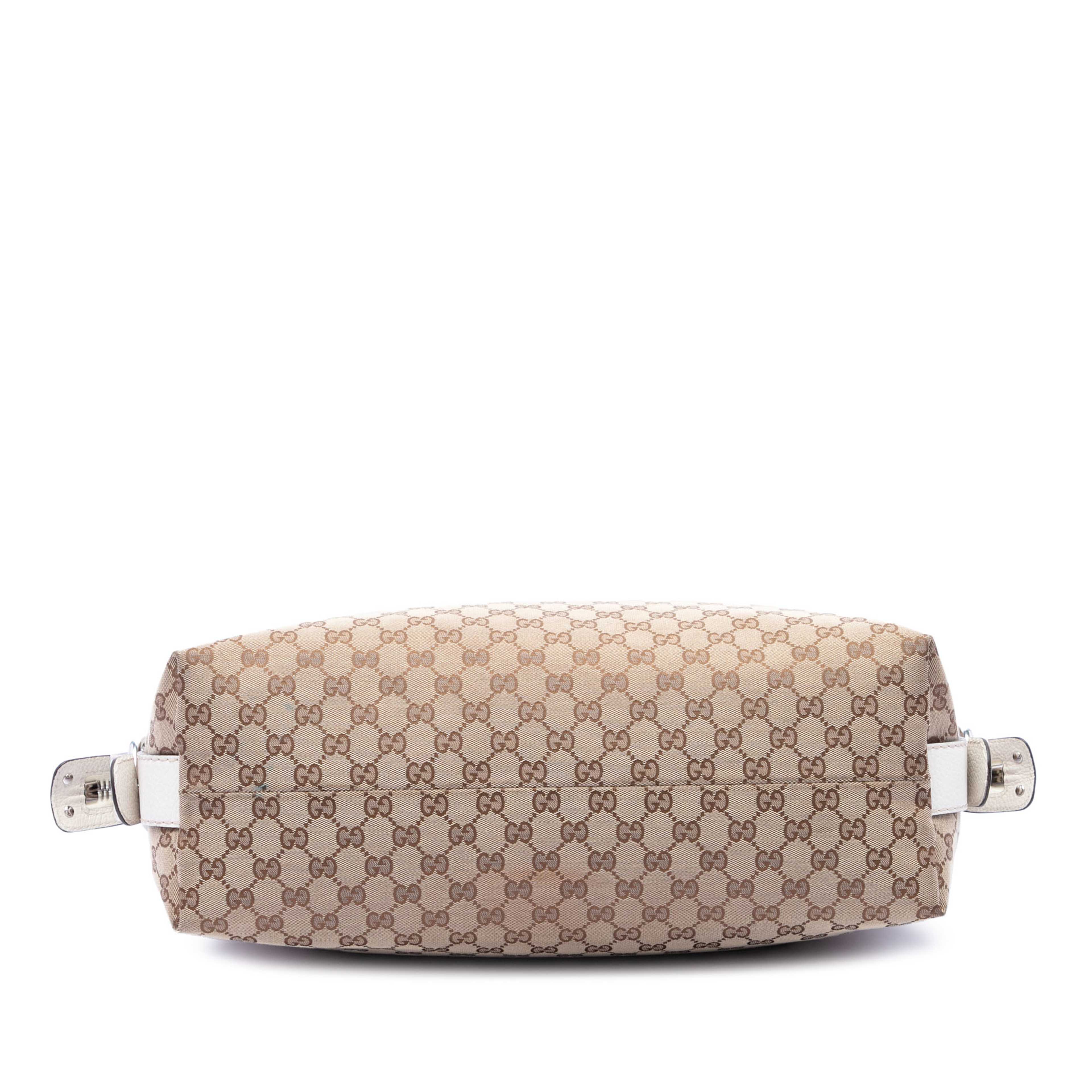 Gucci Medium Gg Canvas Bamboo Bar Tote, från Luxclusif, i färgen beige. Klicka för att öppna bilden i stort format